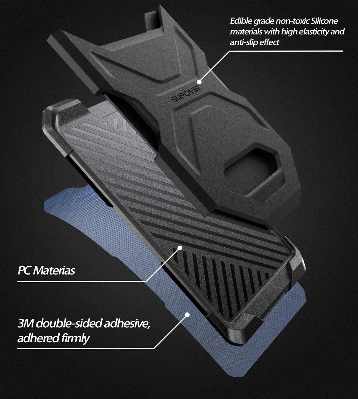 SUPCASE Adhesive Slim Wallet,(2-Pack) Ultra Thin Stick-On Silicone Credit Card Holder Sticker Adhesive Cell Phone Wallet Compatible for Most Smartphones（not fit Mobile Phones with Curved Back）(Black) - Image 3