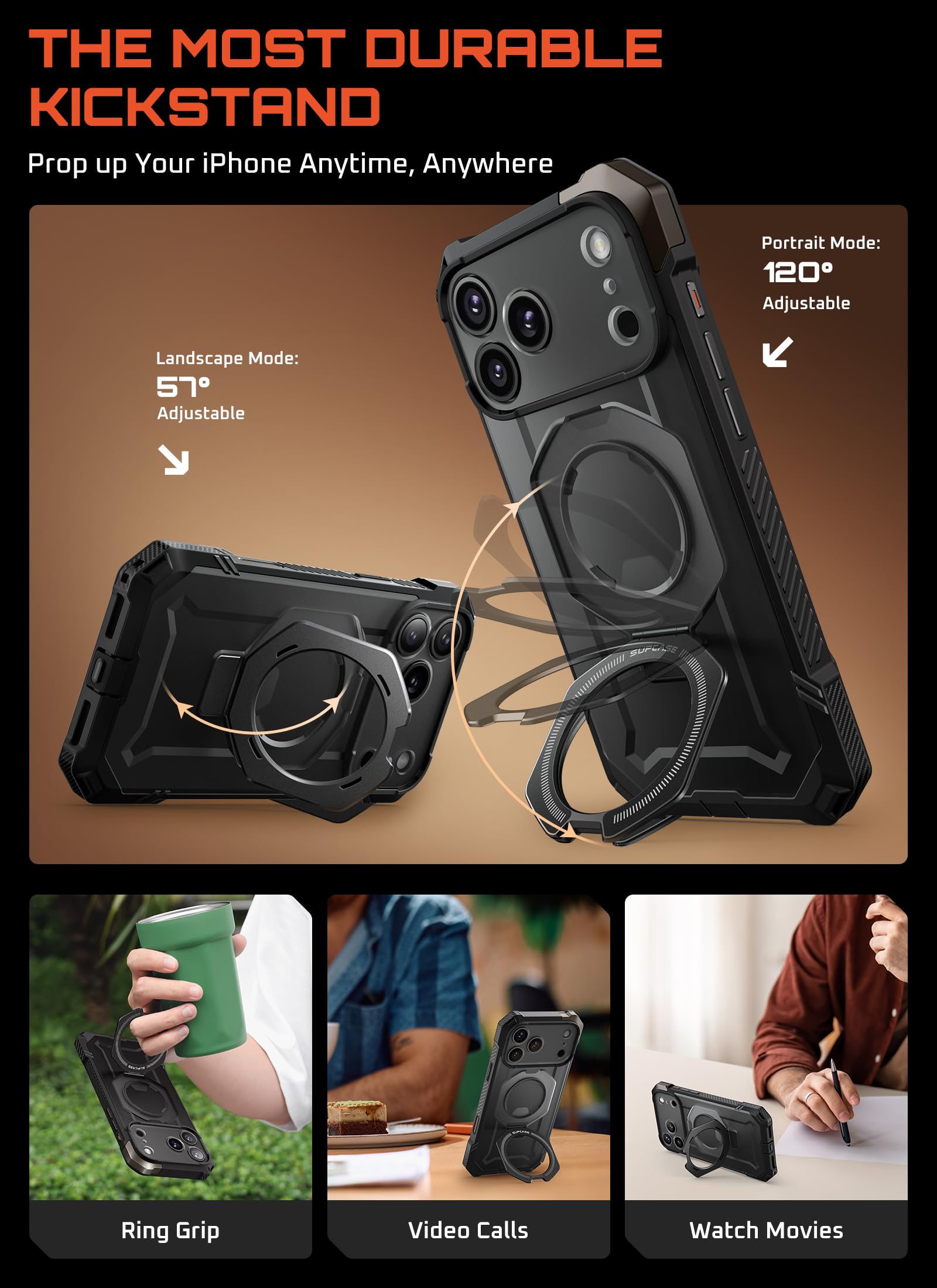 SUPCASE Bundle for iPhone 17 Pro Max UBGrip Case (Black) & Magnetic Wallet - Image 4