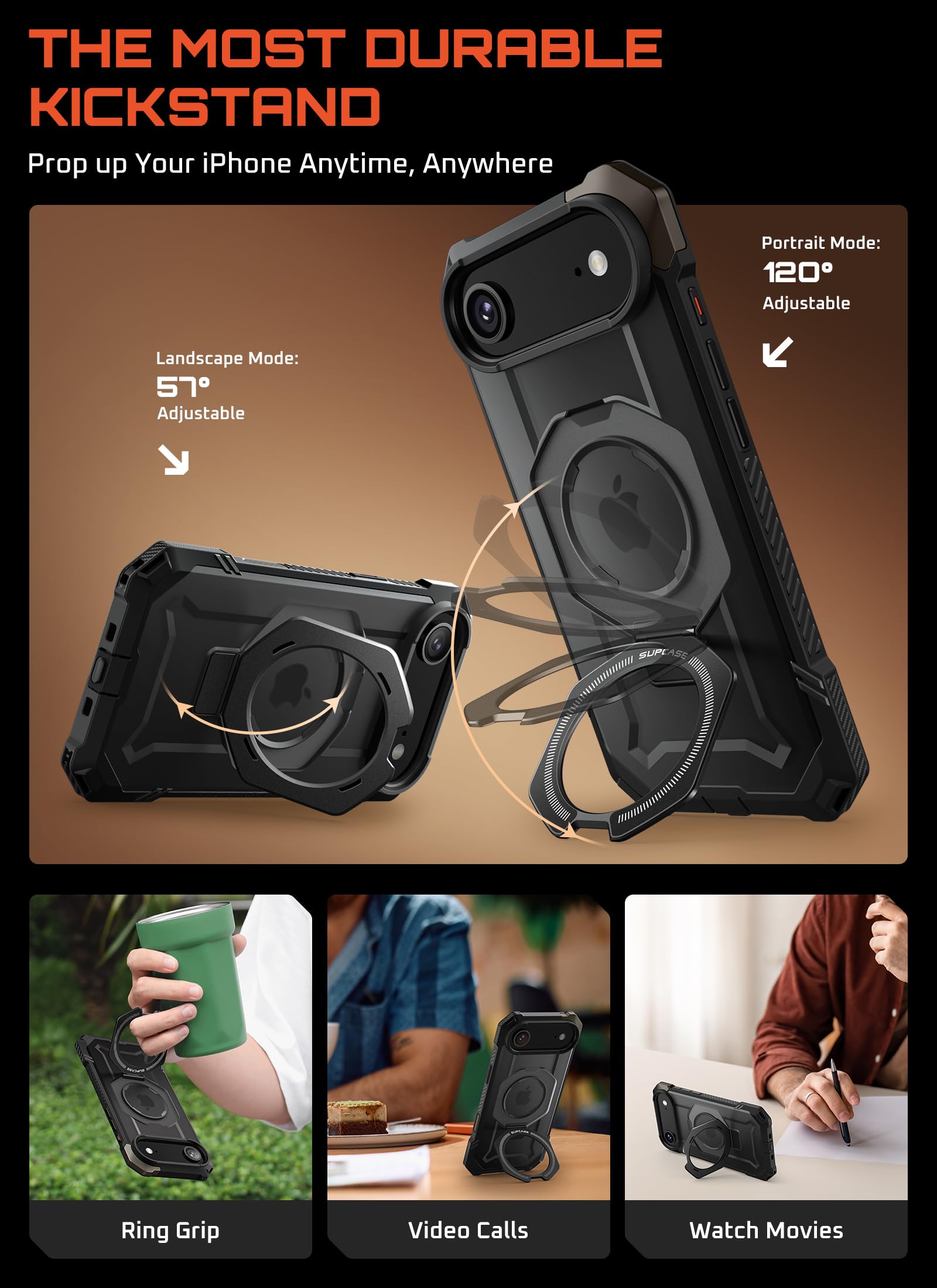 SUPCASE Bundle for iPhone Air UBGrip Case (Black) & AirPods Pro 3 UBPro Case - Image 4