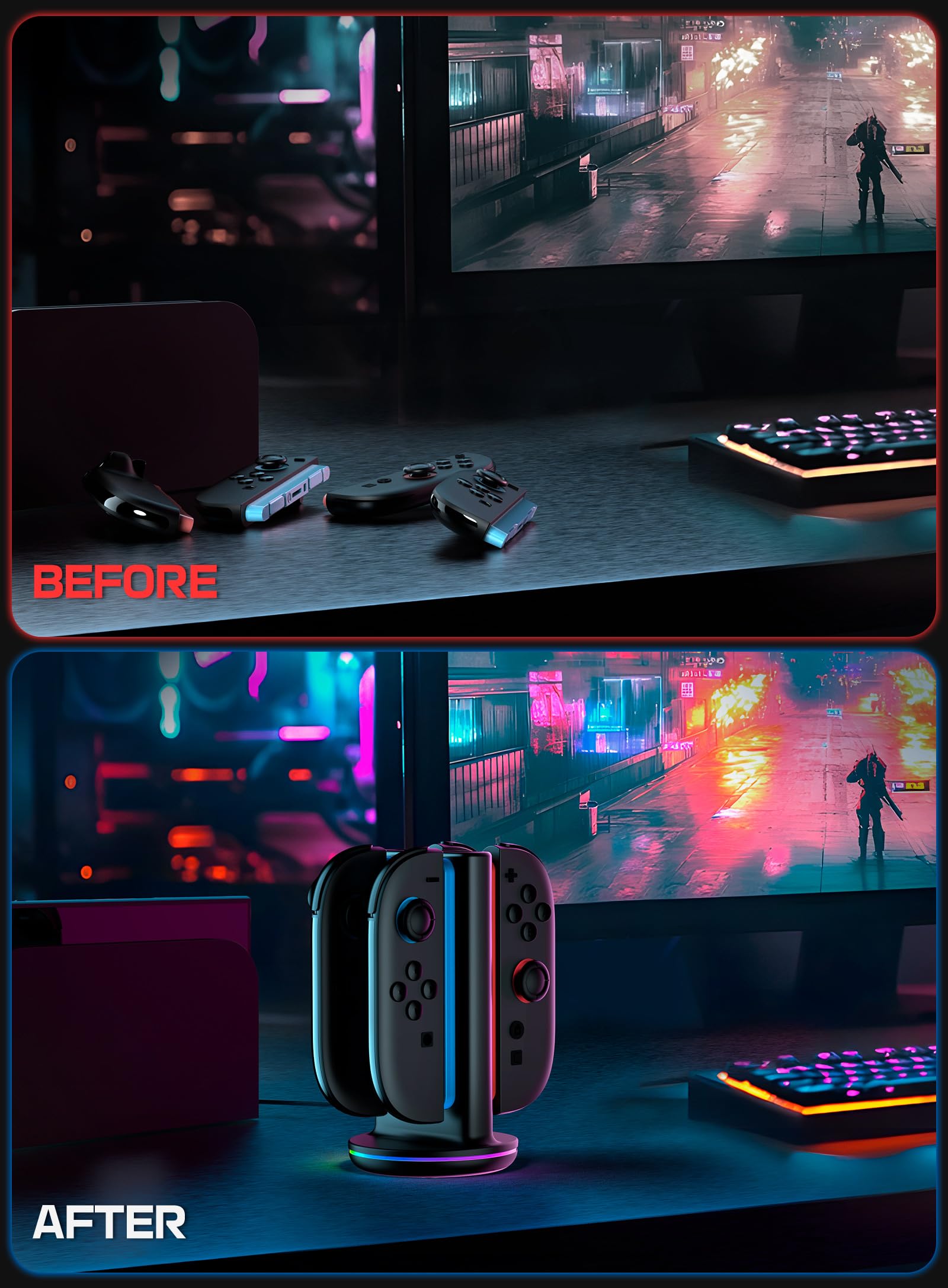 SUPCASE Charging Dock for Nintendo Switch 2 Joy Con, [Supports Dual-Side Charging] [9 Light Modes] Magnetic Controller Fast Charger Stand Station Compatible with Switch 2 Joy Con Accessories, Black - Image 7