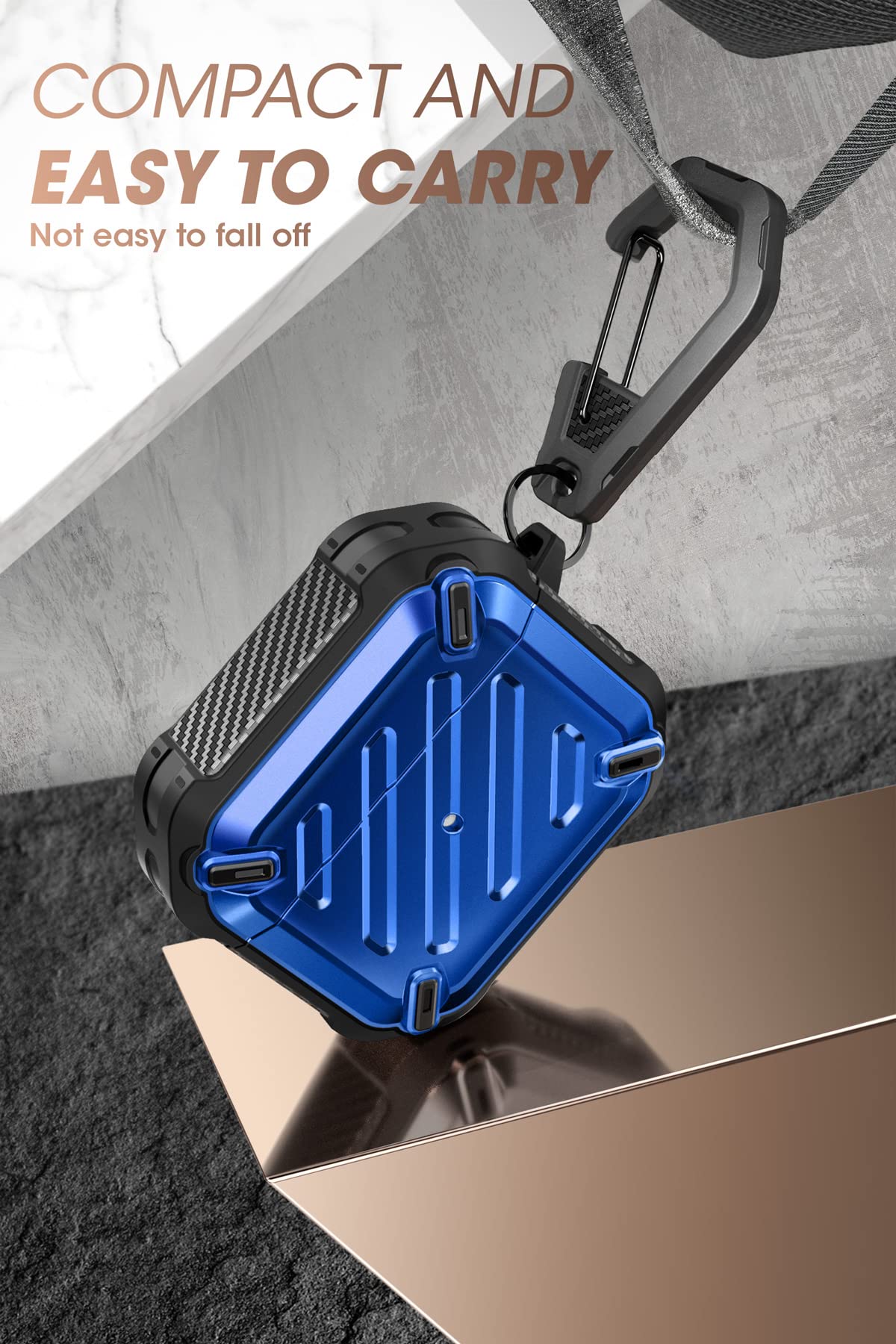 SUPCASE for AirPods 3rd Generation Case with Carabiner, [Supports Wireless Charging] [Anti-Scratch] Full-Body Rugged Shock Resistant Shockproof Hard Shell Protective Case for AirPods 3 (2021), Blue - Image 4