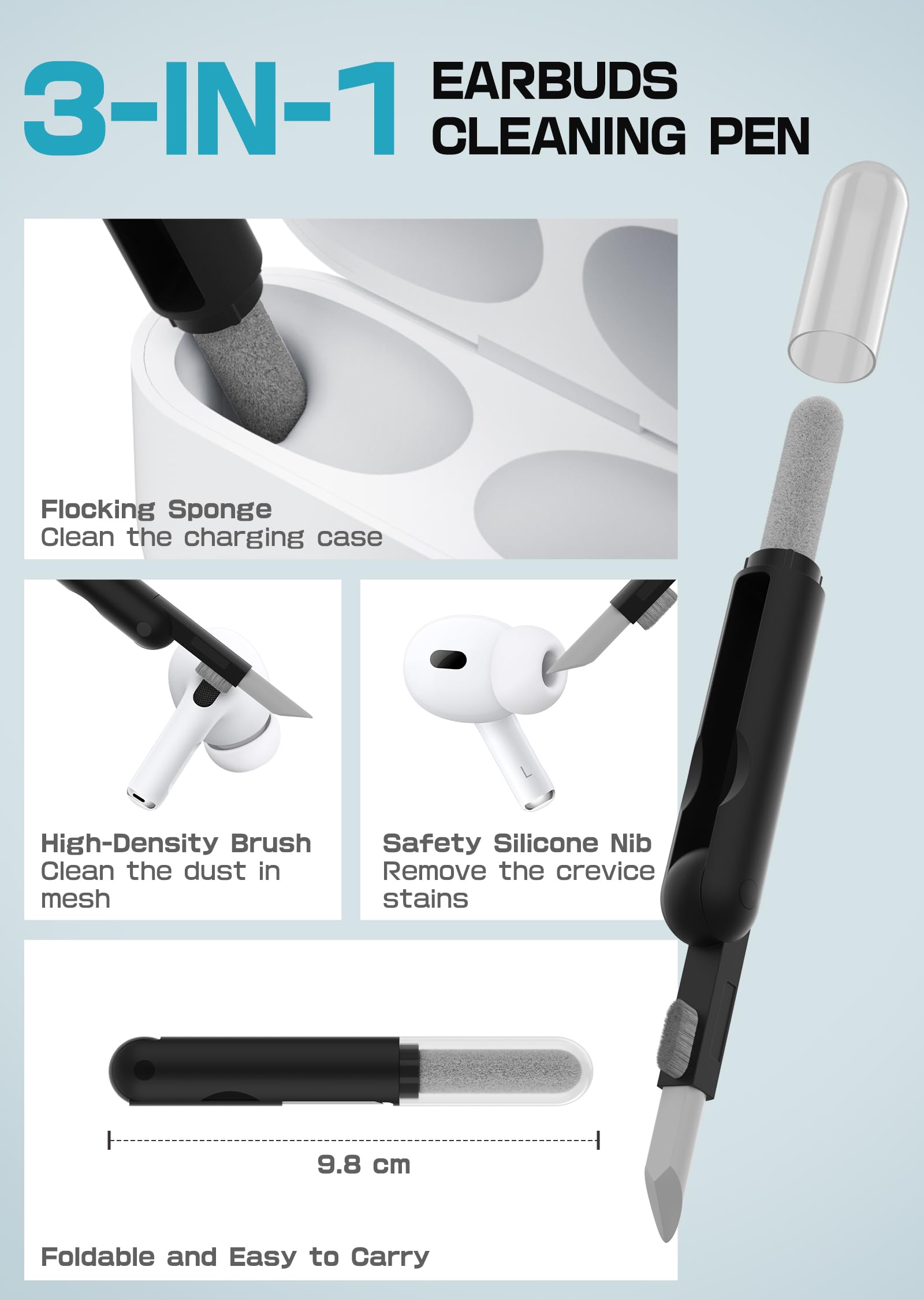 SUPCASE for AirPods Pro 2nd/1st Generation Case with Clean Pen & Carabiner (Unicorn Beetle Mag), [Military-Grade Protection] [Compatible with MagSafe] Anti-Scratch Hard Shell Magnetic Cover, Black - Image 9