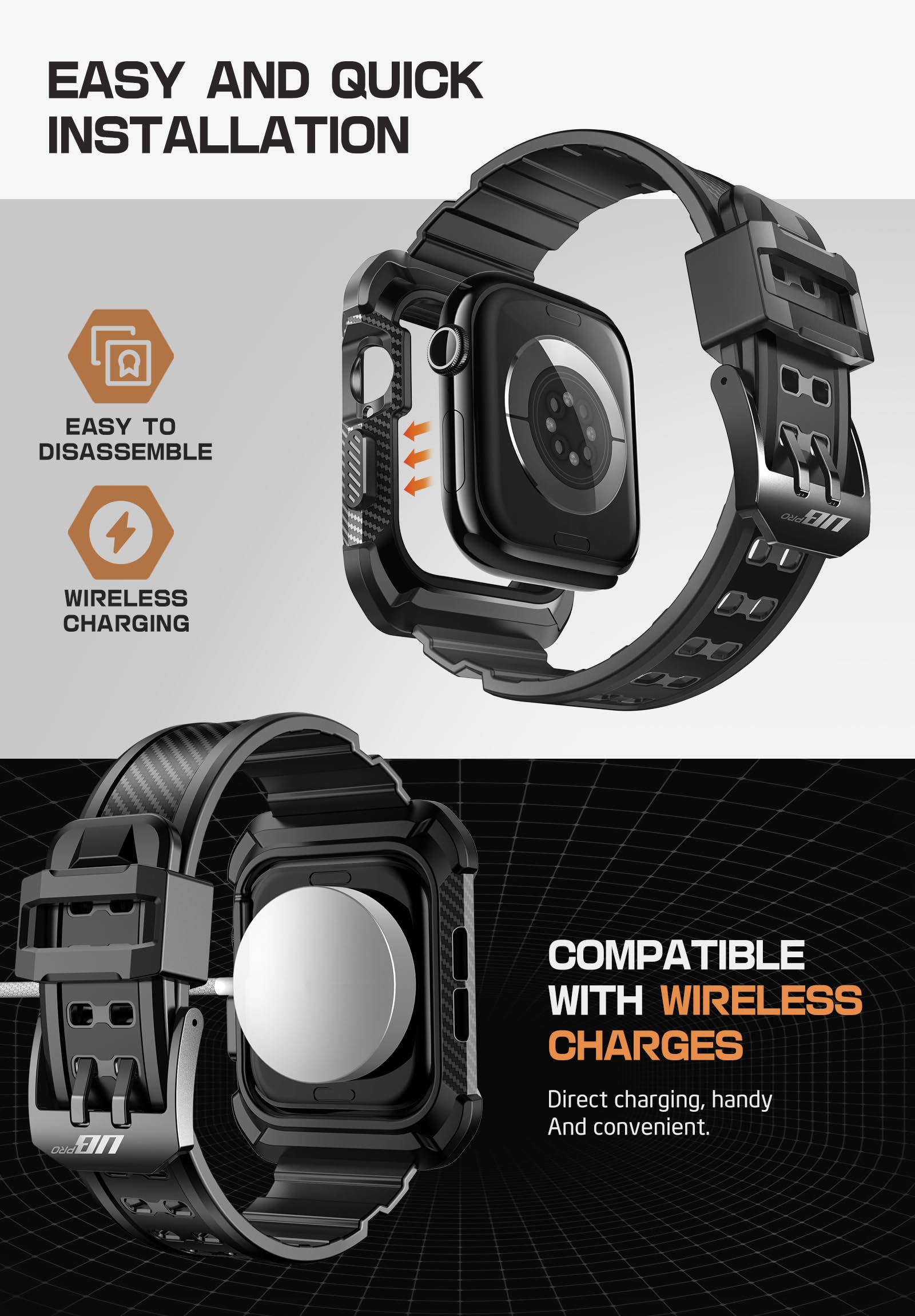 SUPCASE for Apple Watch 11/10 42mm Case with Band (Unicorn Beetle Pro), [Military-Grade Protection] [Scratch-resistant] Rugged Men Cover with Adjustable Strap Band for iWatch 11/10 42mm, Black - Image 6