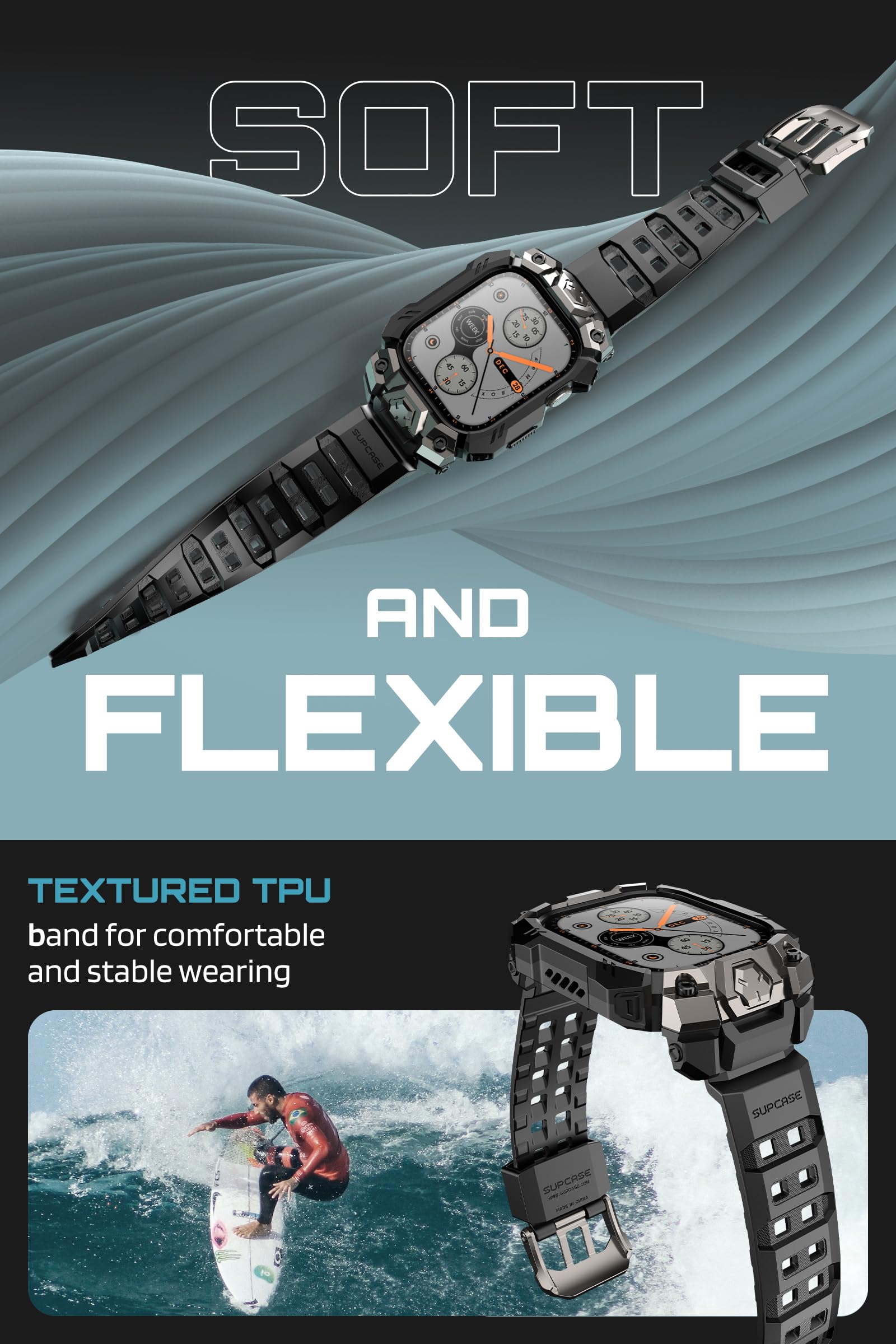 SUPCASE for Apple Watch 11/10 46mm Case with Band (Unicorn Beetle Ore), [Military-Grade Protection] Rugged Shockproof Scratch Resistant Bumper Cover with Adjustable Strap for iWatch 11/10 46mm, Black - Image 4