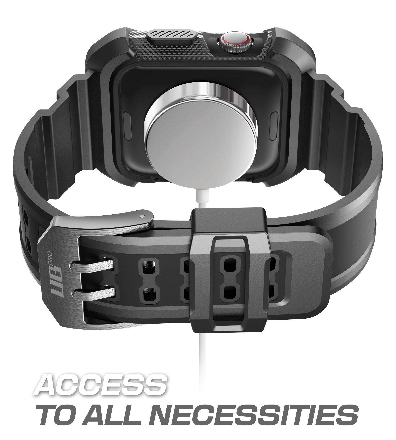 SUPCASE for Apple Watch 3 38mm Case with Band (Unicorn Beetle Pro), [Anti-Scratch] [Bumper Protector] Rugged Men Cover Sport Protective Case with Strap Bands for iWatch 3 38mm 2017/2016/2015, Black - Image 3