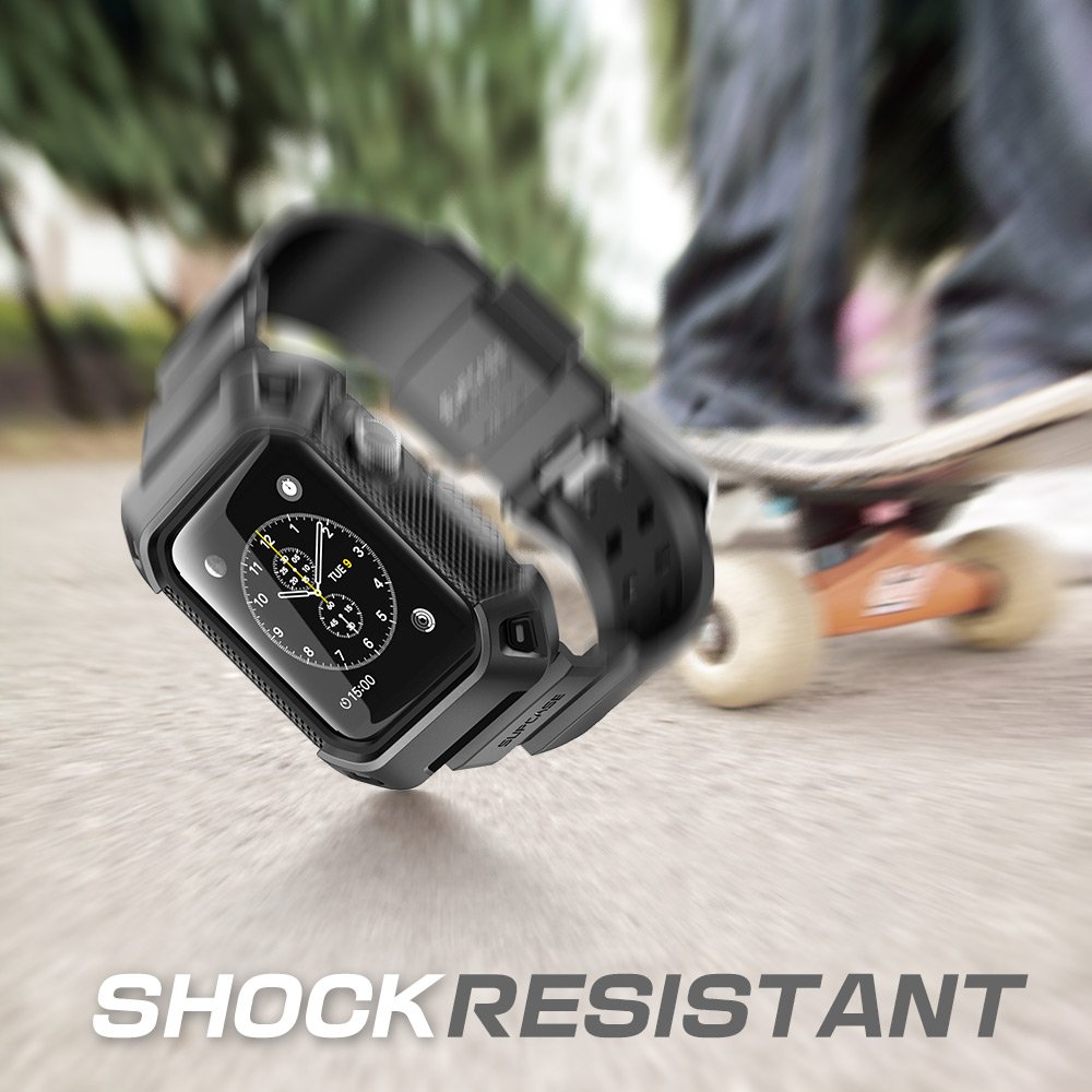 SUPCASE for Apple Watch 3 38mm Case with Band (Unicorn Beetle Pro), [Anti-Scratch] [Bumper Protector] Rugged Men Cover Sport Protective Case with Strap Bands for iWatch 3 38mm 2017/2016/2015, Black - Image 5