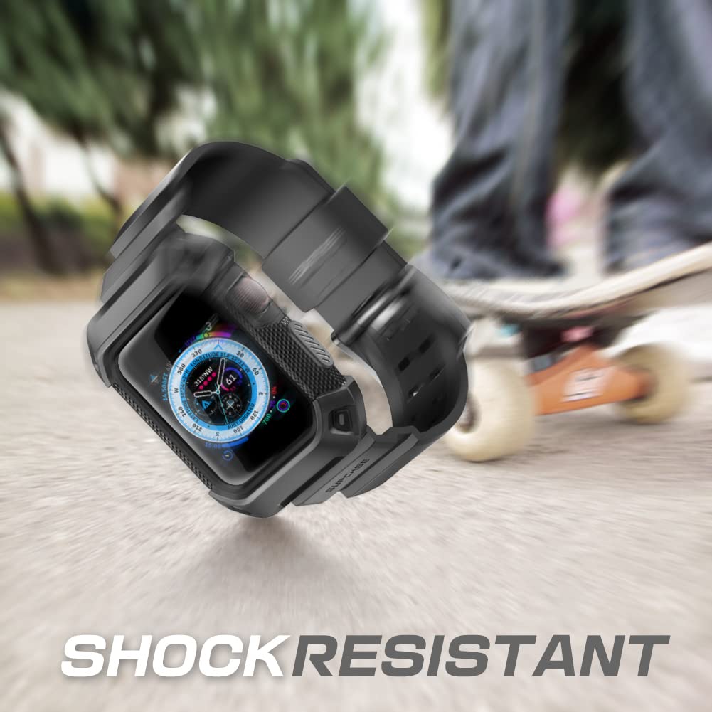 SUPCASE for Apple Watch 9/8/7/6/5/4/SE 45/44mm Case with Band (Unicorn Beetle Pro), [Anti-Scratch] [Bumper Protector] Rugged Men Cover with Adjustable Strap Band for iWatch SE 3/2/1, Black - Image 6