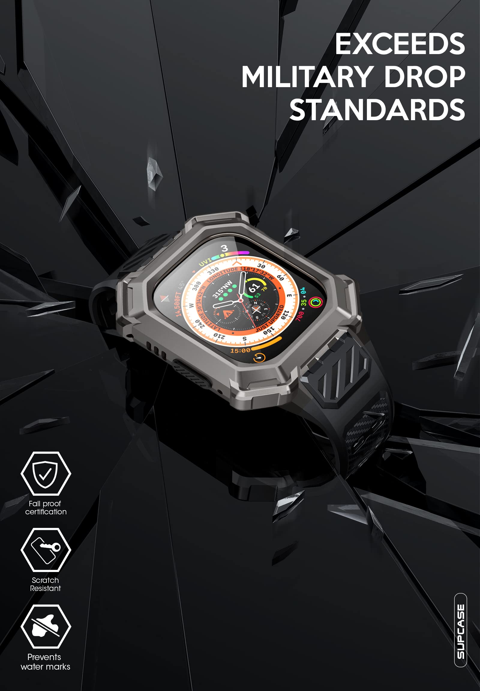 SUPCASE for Apple Watch Ultra Band with Case (Unicorn Beetle Pro XT), [2X Screen Protector] [Military-Grade Protection] Rugged Men Metal Cover with Adjustable Strap Band for iWatch Ultra 3/2/1, Star - Image 6