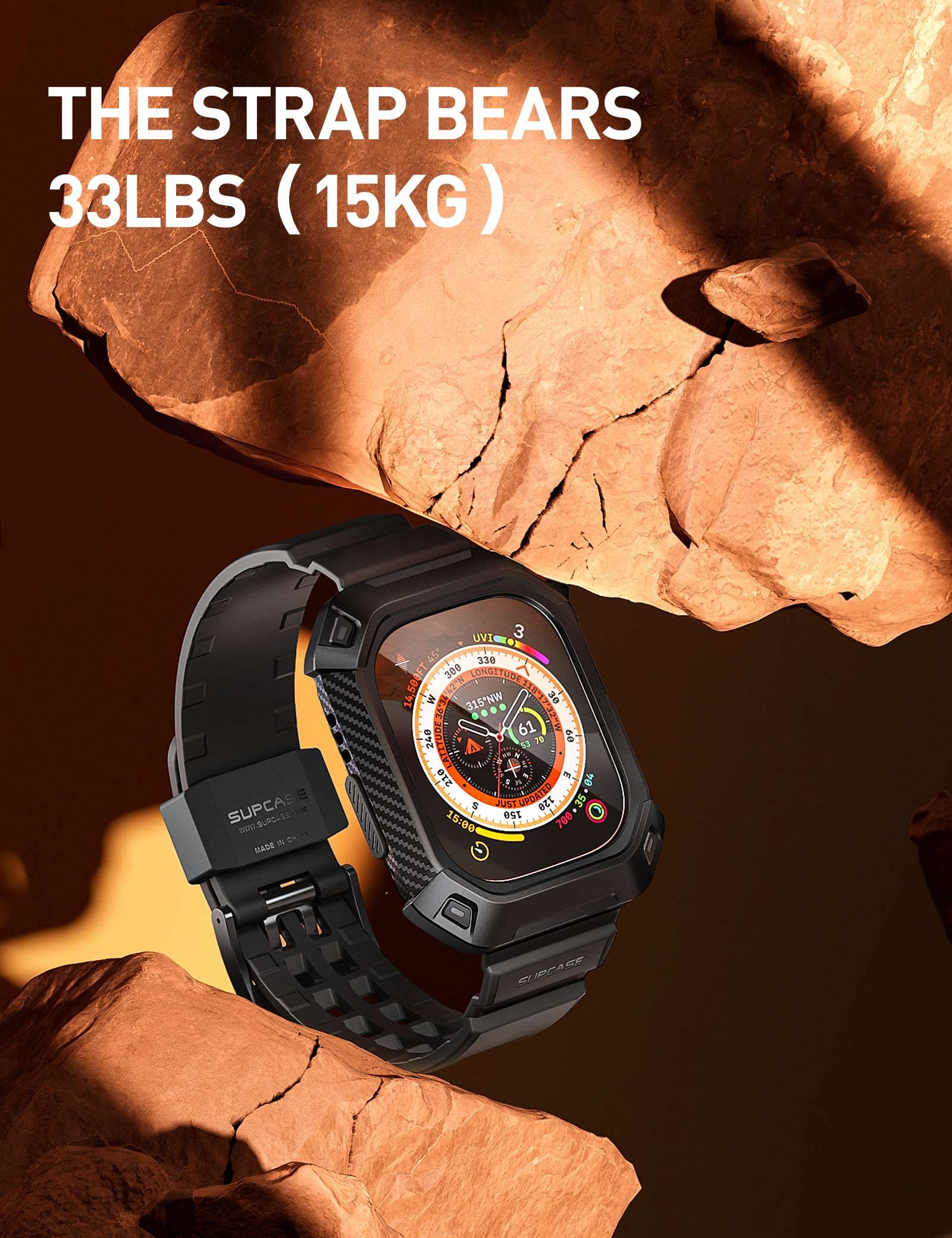 SUPCASE for Apple Watch Ultra Case with Band (Unicorn Beetle Pro), [2X Screen Protector] [Military-Grade Drop Protection] Rugged Men Cover with Adjustable Strap Band for iWatch Ultra 3/2/1, Black - Image 6