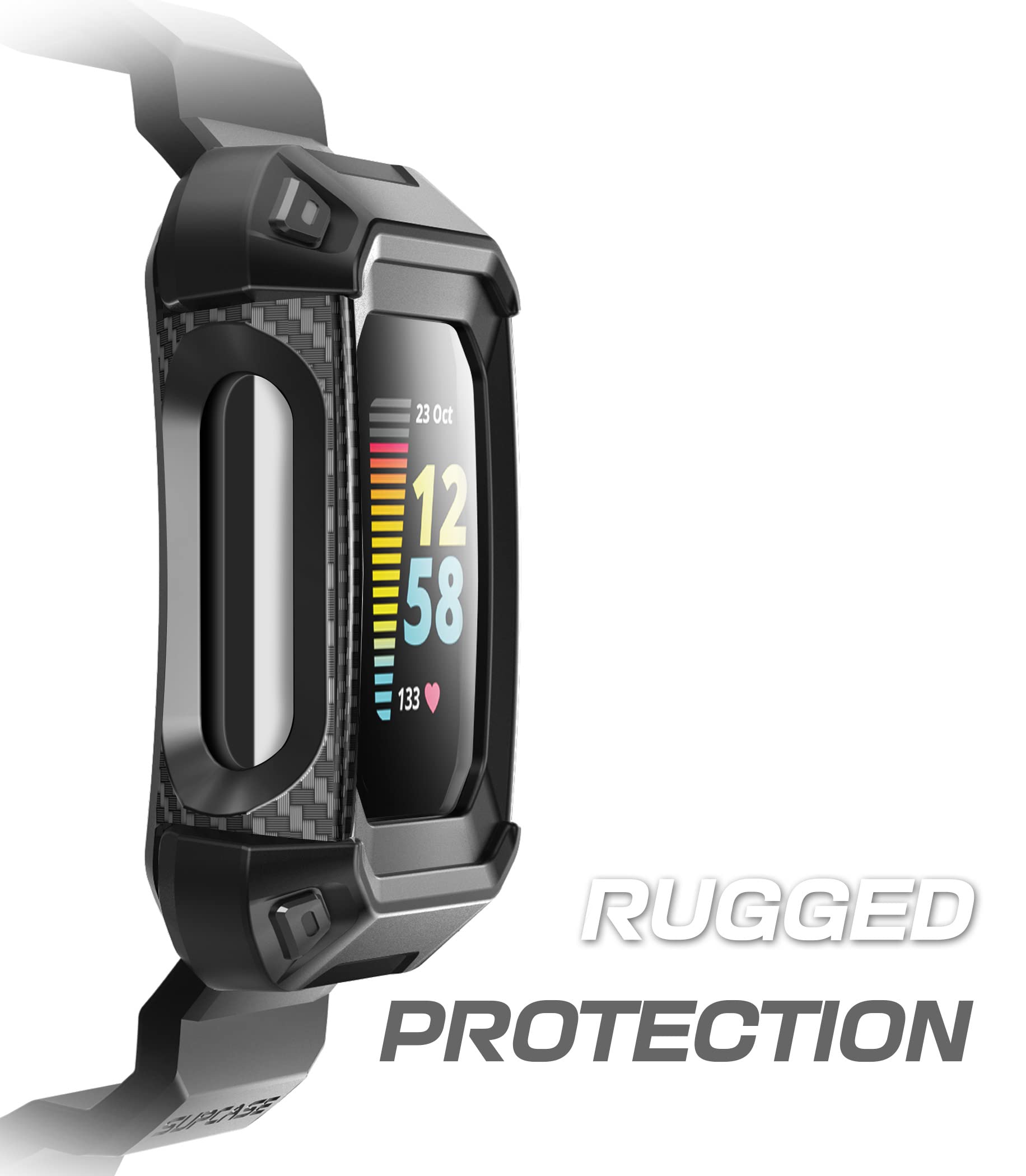 SUPCASE for Fitbit Fitbit Charge 6 Band with Case (Unicorn Beetle Pro), [Military-Grade Protection] [Scratch-Resistant] Rugged Men Cover with Adjustable Strap Wristband for Fitbit Charge 6/5, Black - Image 3