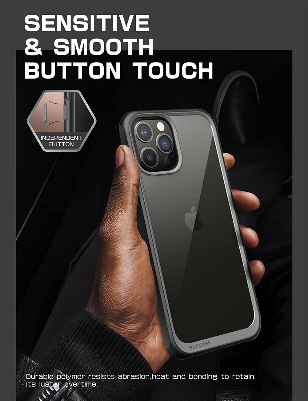 SUPCASE for iPhone 13 Pro Case (Unicorn Beetle Style), [Anti-Scratch] Premium Hybrid Protective Clear Back Phone Case for iPhone 13 Pro 6.1 Inch 2021, Black - Image 8