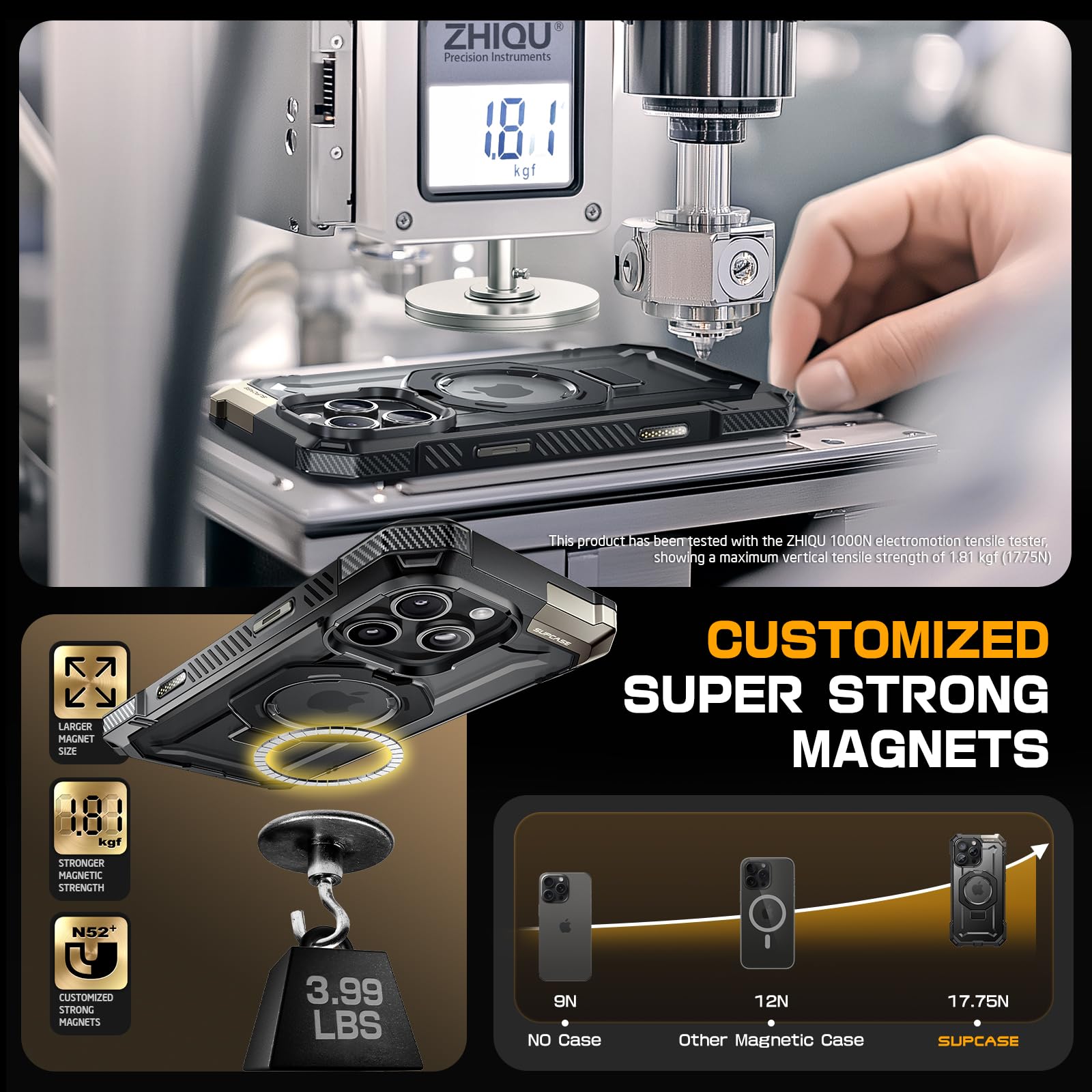 SUPCASE for iPhone 16 Pro Max Case with Camera Control Capture Button (Unicorn Beetle Grip), [Built-in Stand] [Compatible with MagSafe] Heavy Duty Magnetic Phone Case for iPhone 16 Pro Max, Black - Image 6