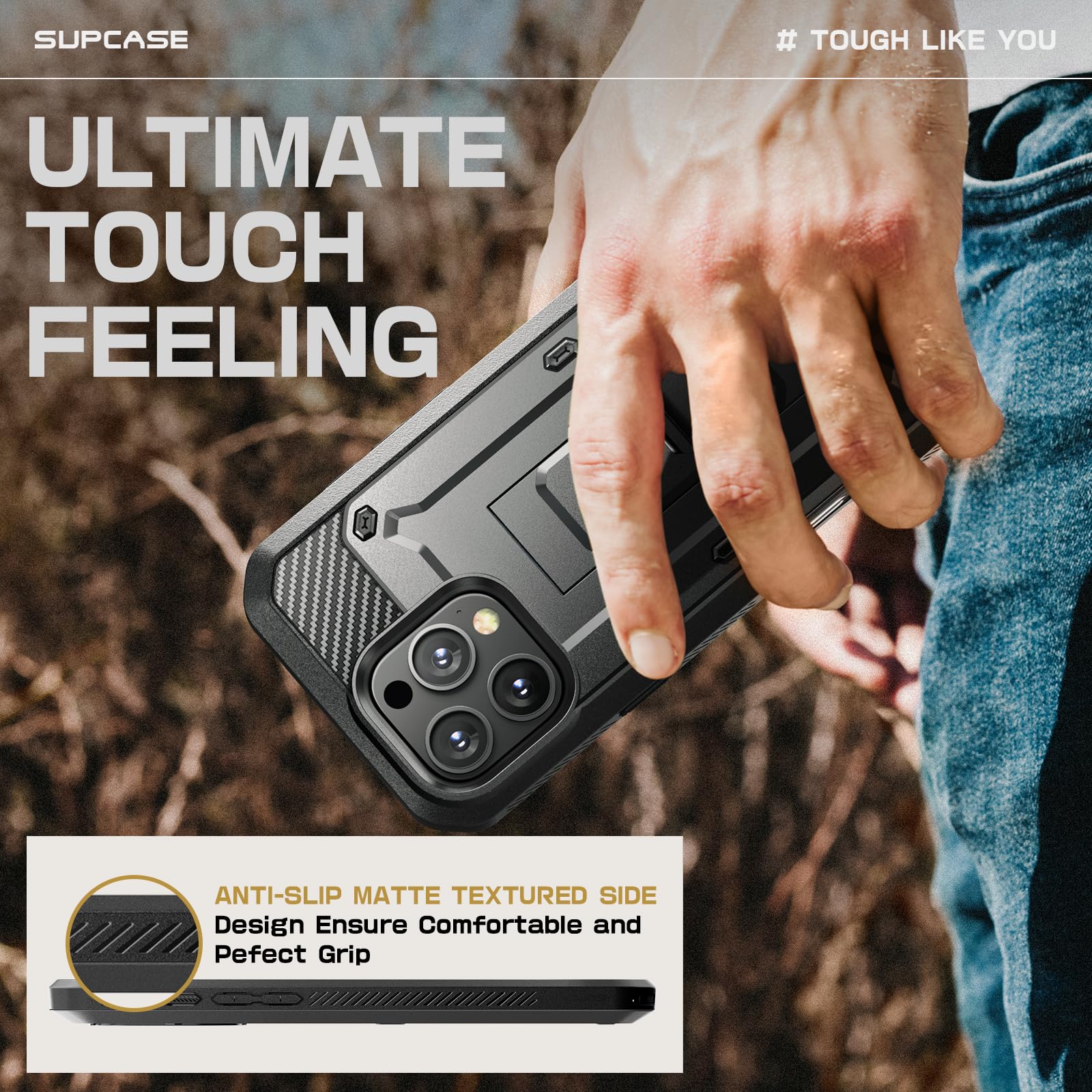 SUPCASE for iPhone 16 Pro Max Case with Screen Protector (Unicorn Beetle Pro), [Built-in Stand & Belt-Clip] [Military-Grade Protection] Full Body Heavy Duty Phone Case for iPhone 16 Pro Max, Black - Image 7