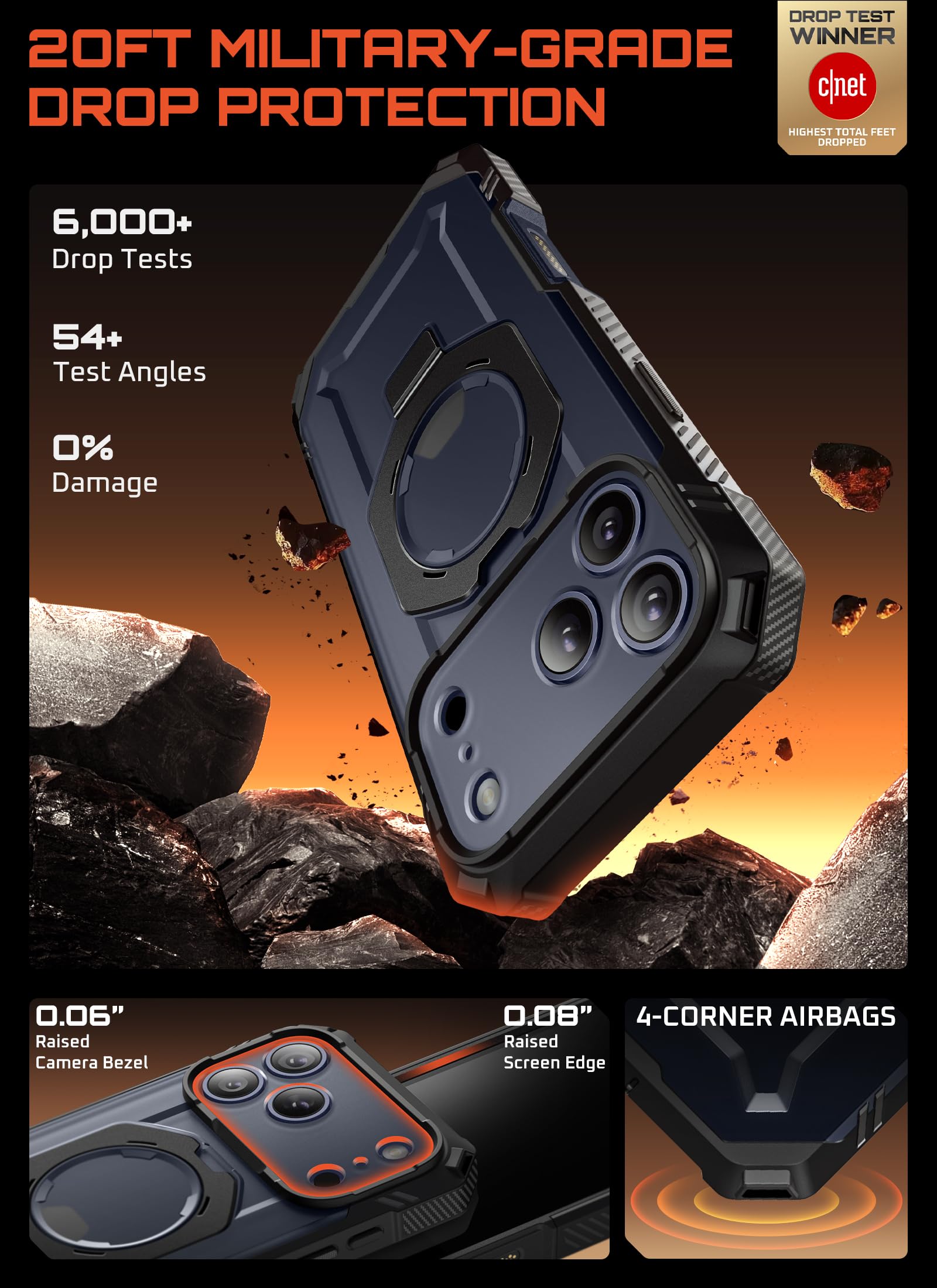 SUPCASE for iPhone 17 Pro Case with Tempered Glass Screen Protector (UBGrip Pro), [Camera Control Cover] [Compatible with MagSafe] [Built-in Kickstand] Full-Body Heavy Duty Magnetic Phone Case, Black - Image 3