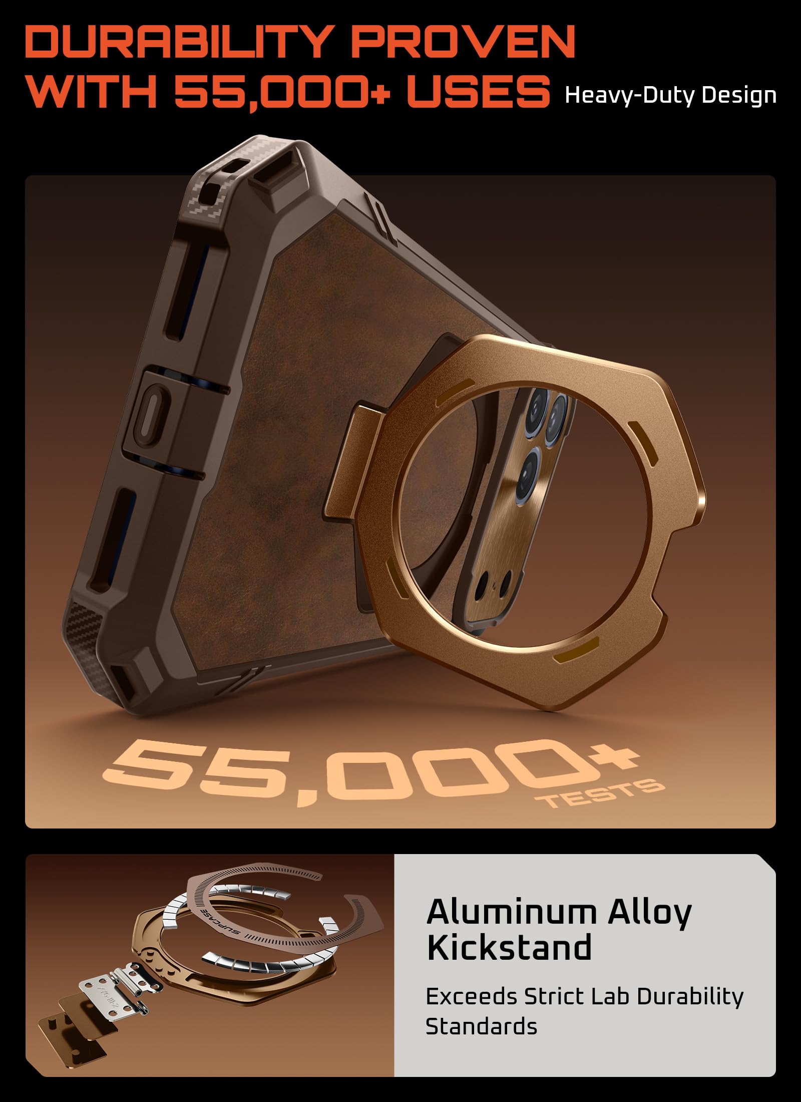 SUPCASE for iPhone 17 Pro Max Case with Kickstand (Unicorn Beetle Grip), [Camera Control Cover] [Compatible with MagSafe] [Military-Grade Drop Protection] Premium Leather Magnetic Phone Case, Brown - Image 5