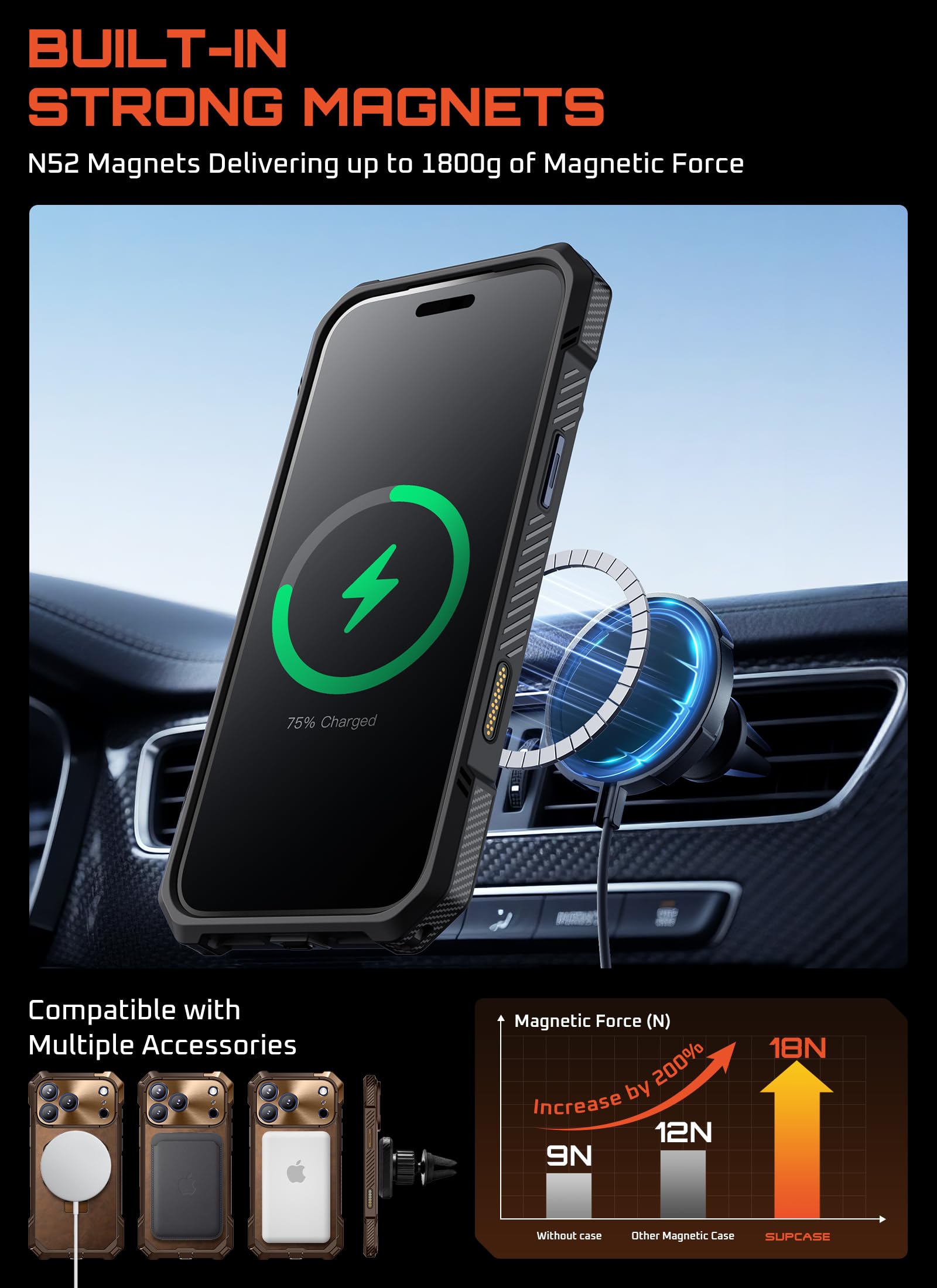 SUPCASE for iPhone 17 Pro Max Case with Kickstand (Unicorn Beetle Grip), [Camera Control Cover] [Compatible with MagSafe] [Military-Grade Drop Protection] Premium Leather Magnetic Phone Case, Brown - Image 6