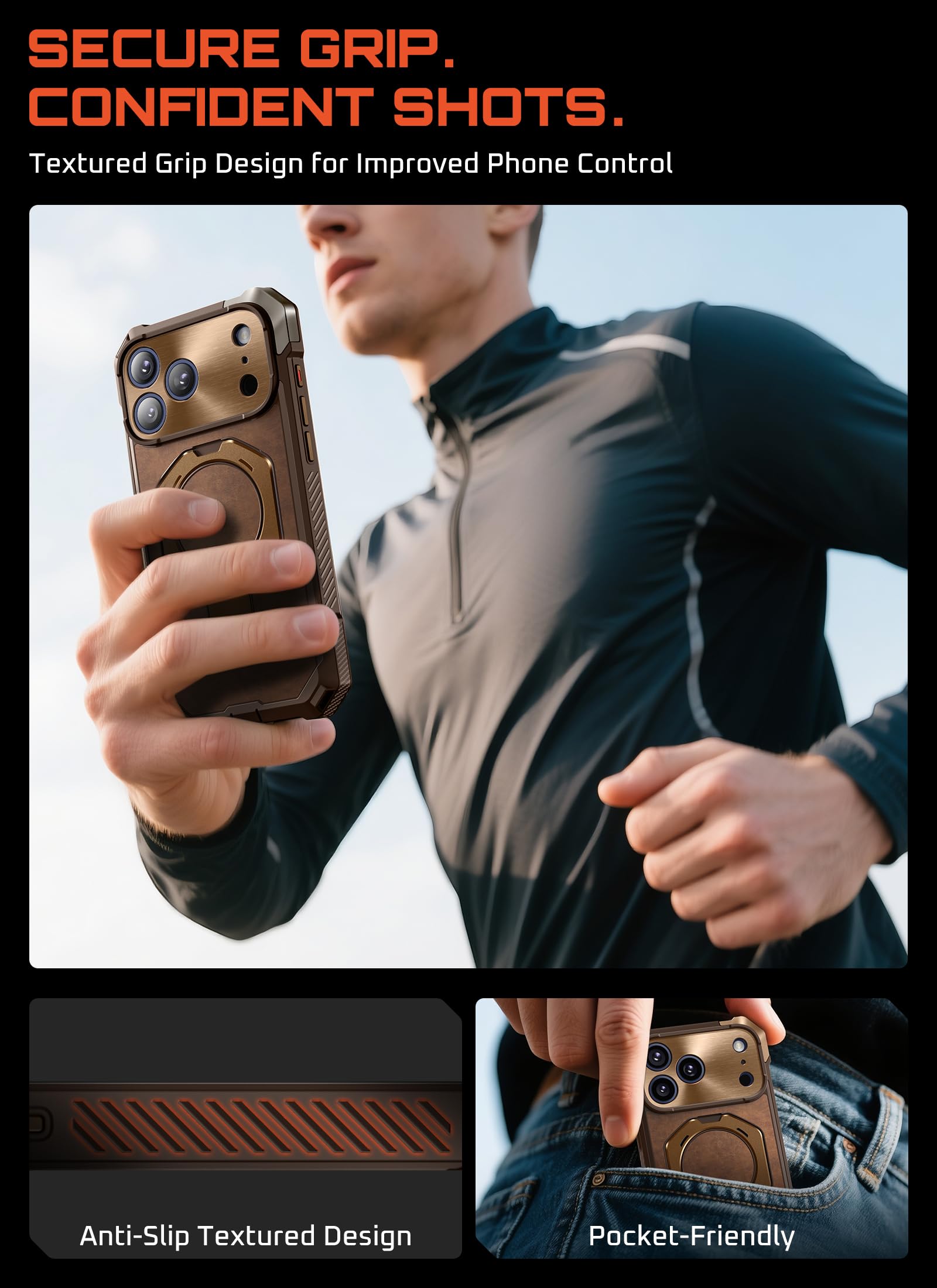 SUPCASE for iPhone 17 Pro Max Case with Kickstand (Unicorn Beetle Grip), [Camera Control Cover] [Compatible with MagSafe] [Military-Grade Drop Protection] Premium Leather Magnetic Phone Case, Brown - Image 8