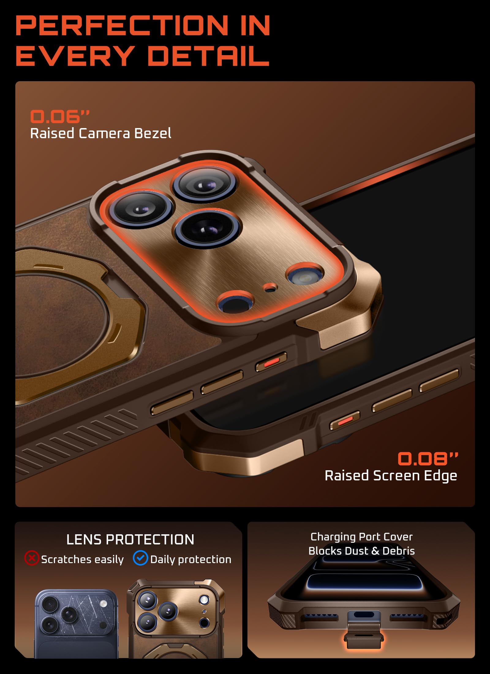 SUPCASE for iPhone 17 Pro Max Case with Kickstand (Unicorn Beetle Grip), [Camera Control Cover] [Compatible with MagSafe] [Military-Grade Drop Protection] Premium Leather Magnetic Phone Case, Brown - Image 9