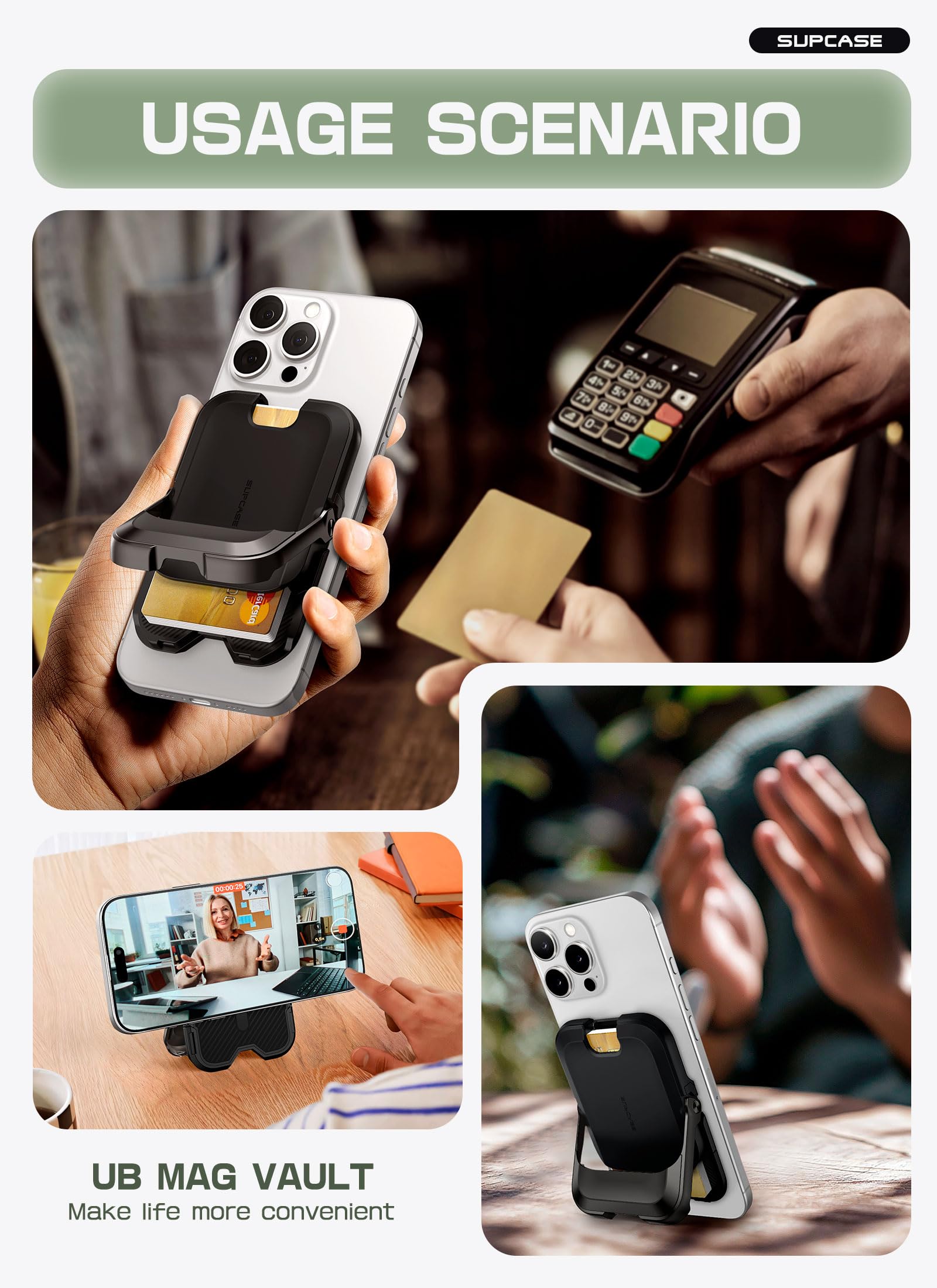 SUPCASE Bundle for iPhone Air UBGrip Case (Black) & Magnetic Wallet (Carbon Black) - Image 3