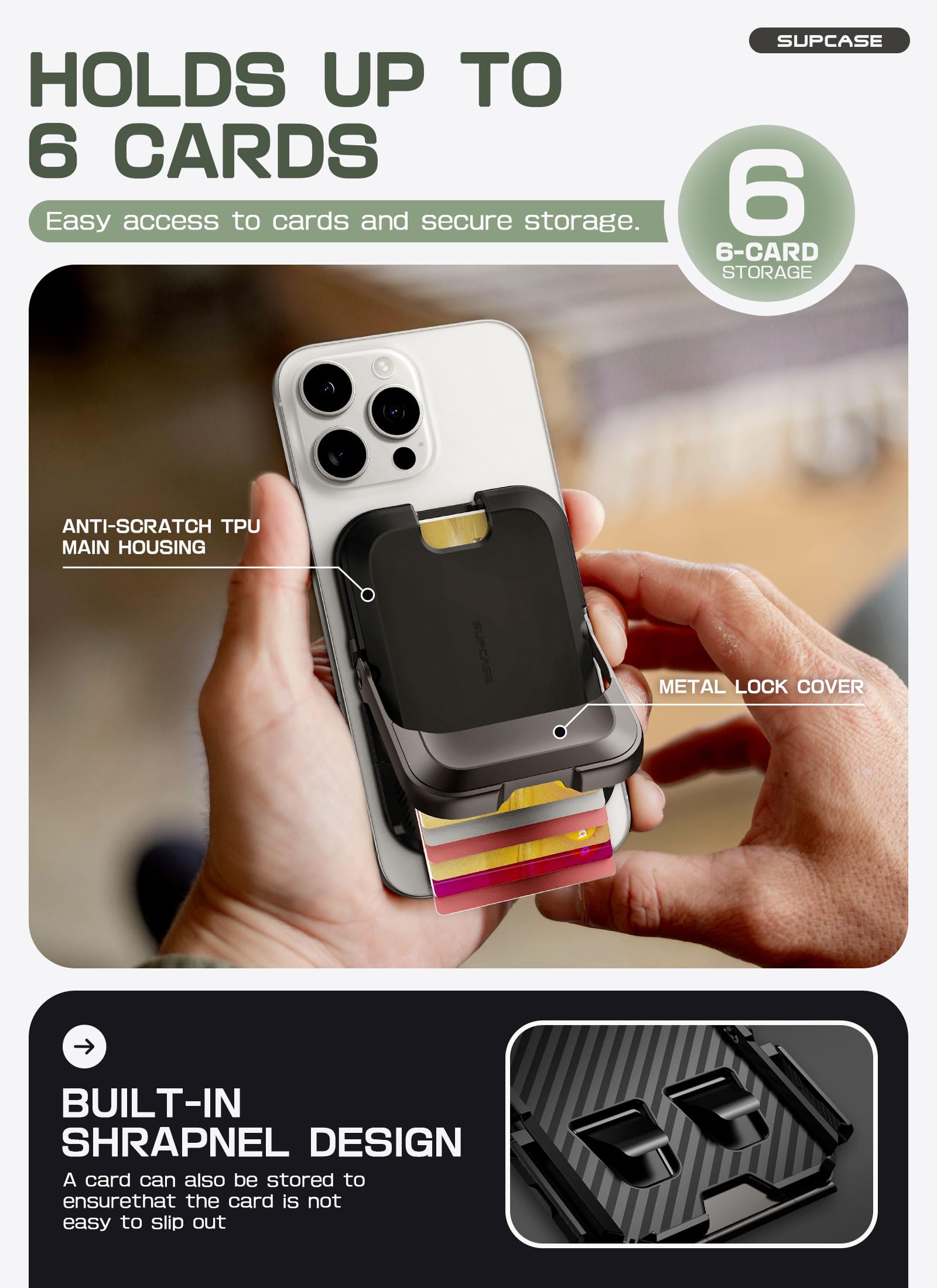 SUPCASE Bundle for iPhone Air UBGrip Case (Black) & Magnetic Wallet (Carbon Black) - Image 4