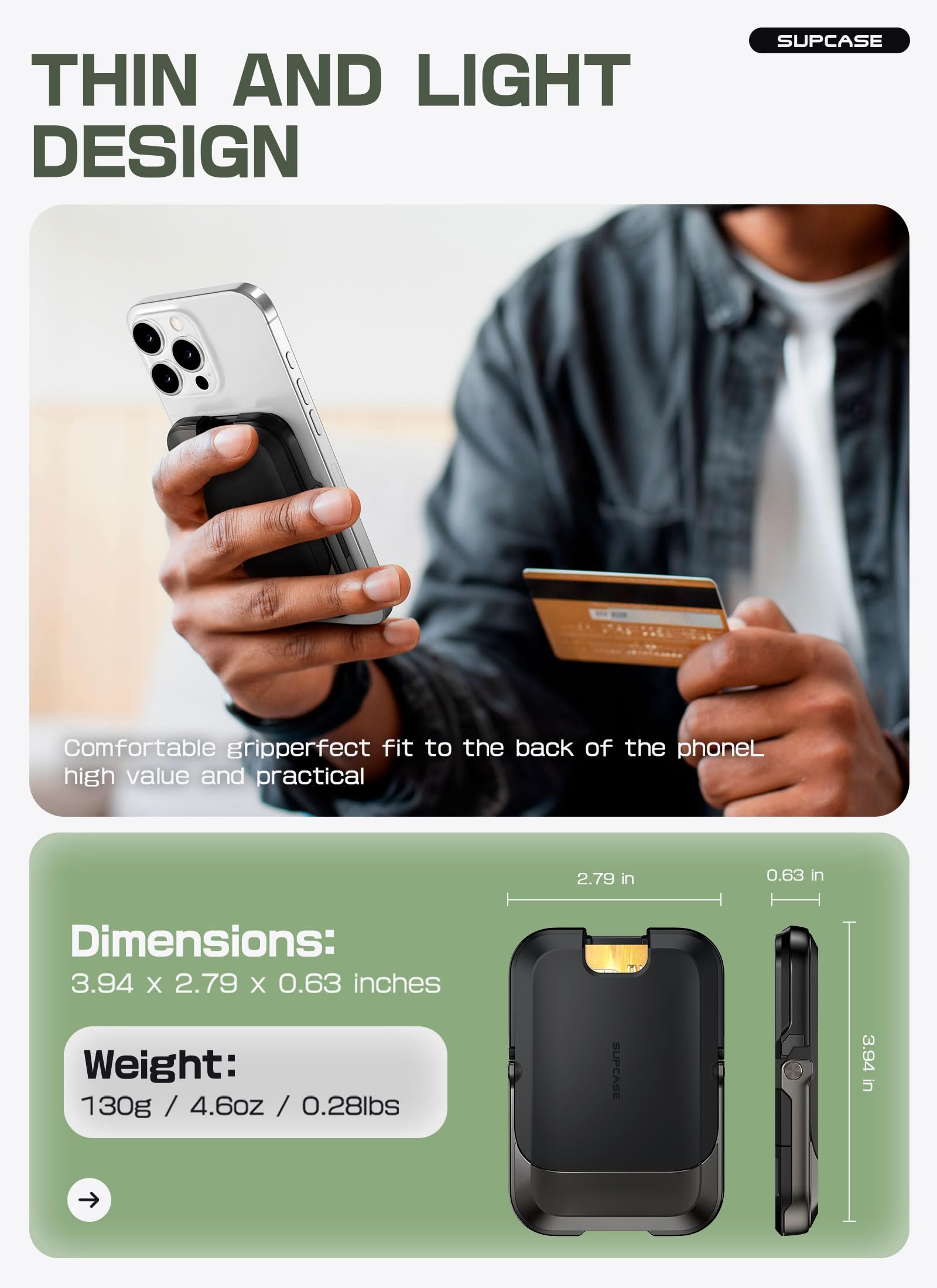 SUPCASE Bundle for iPhone Air UBGrip Case (Black) & Magnetic Wallet (Carbon Black) - Image 8