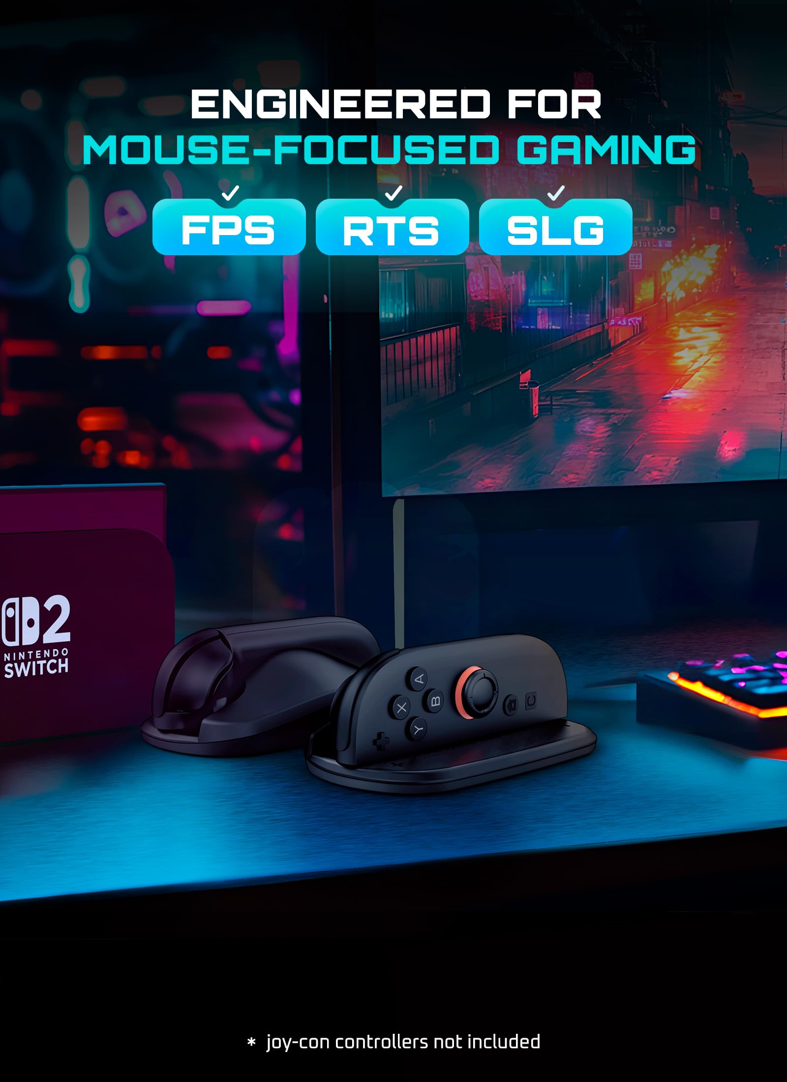 SUPCASE for Nintendo Switch 2 Mouse Grip, [2 Pack] [Ergonomic Design] [Aim Assist] Shooter Games Mouse Grip Adapter Compatible with Switch 2 Joy Con Controllers 2025, Black - Image 3