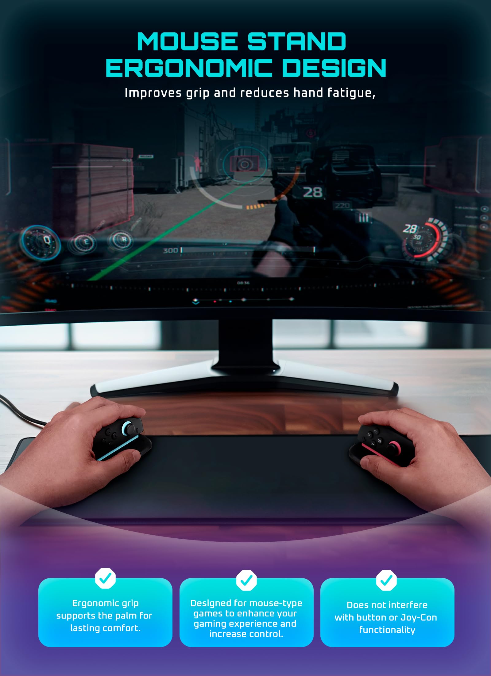 SUPCASE for Nintendo Switch 2 Mouse Grip, [2 Pack] [Ergonomic Design] [Aim Assist] Shooter Games Mouse Grip Adapter Compatible with Switch 2 Joy Con Controllers 2025, Black - Image 5