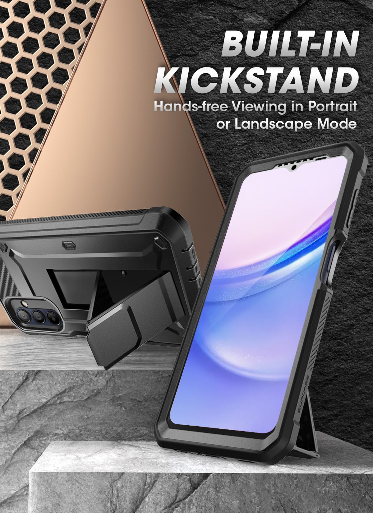 SUPCASE for Samsung Galaxy A16 Case with Screen Protector (Unicorn Beetle Pro), [Built-in Stand & Belt-Clip] [Military-Grade Protection] Full Body Heavy Duty Phone Case for Galaxy A16 (2024) (Black) - Image 3