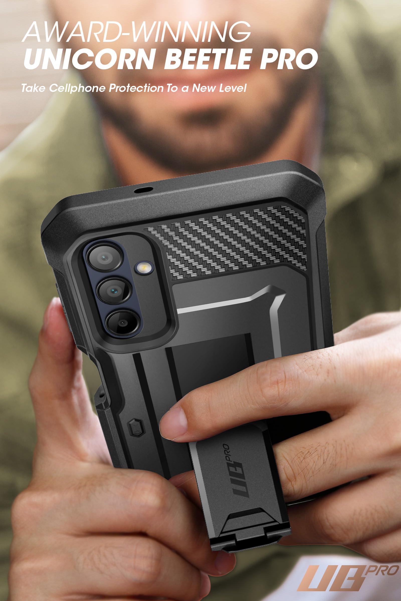 SUPCASE for Samsung Galaxy A16 Case with Screen Protector (Unicorn Beetle Pro), [Built-in Stand & Belt-Clip] [Military-Grade Protection] Full Body Heavy Duty Phone Case for Galaxy A16 (2024) (Black) - Image 7