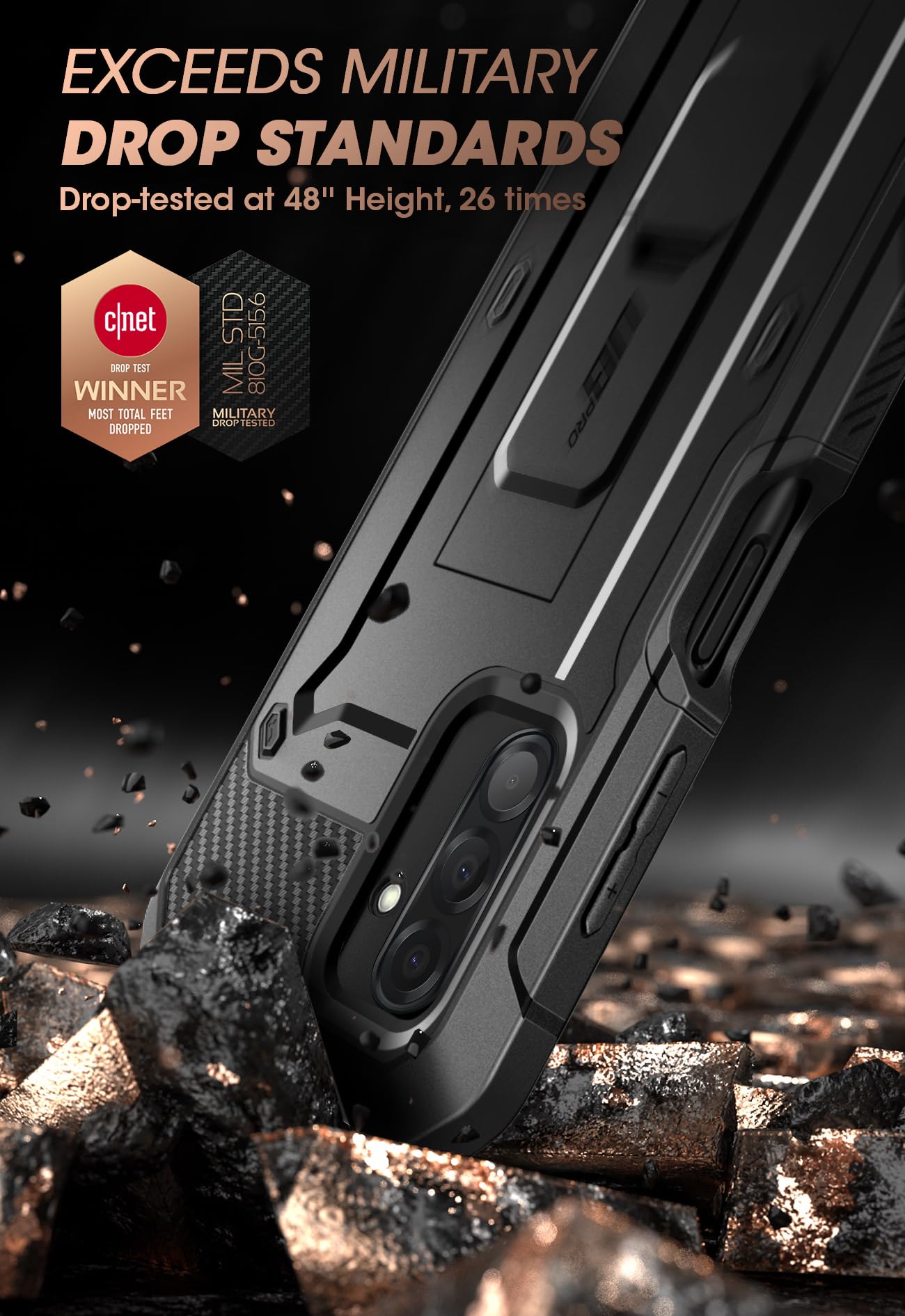 SUPCASE for Samsung Galaxy A26 5G Case with Kickstand (Unicorn Beetle Pro), [Built-in Screen Protector & Belt-Clip] [Military-Grade Drop Protection] Full-Body Rugged Phone Case for Galaxy A26, Black - Image 3