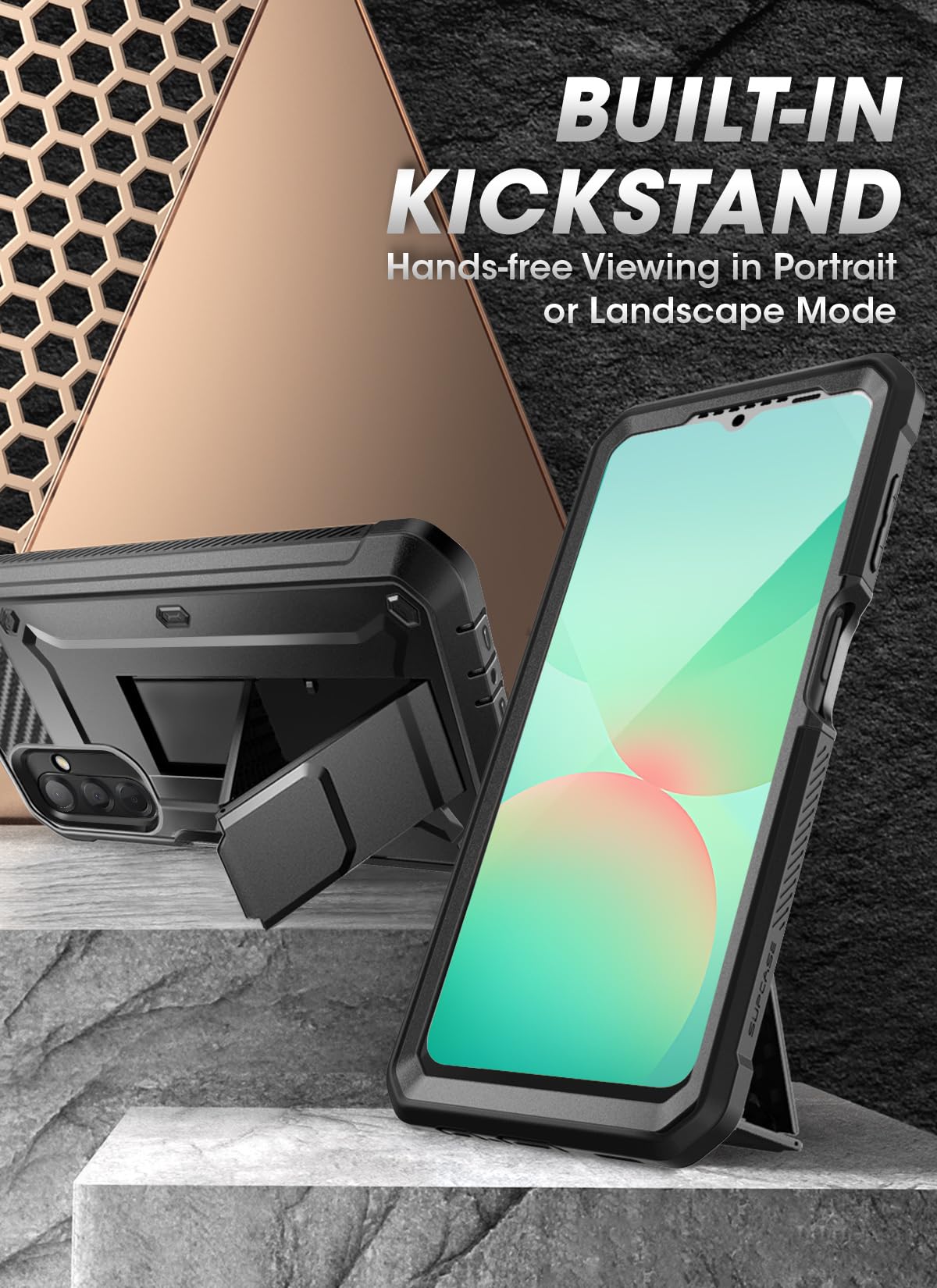 SUPCASE for Samsung Galaxy A26 5G Case with Kickstand (Unicorn Beetle Pro), [Built-in Screen Protector & Belt-Clip] [Military-Grade Drop Protection] Full-Body Rugged Phone Case for Galaxy A26, Black - Image 4