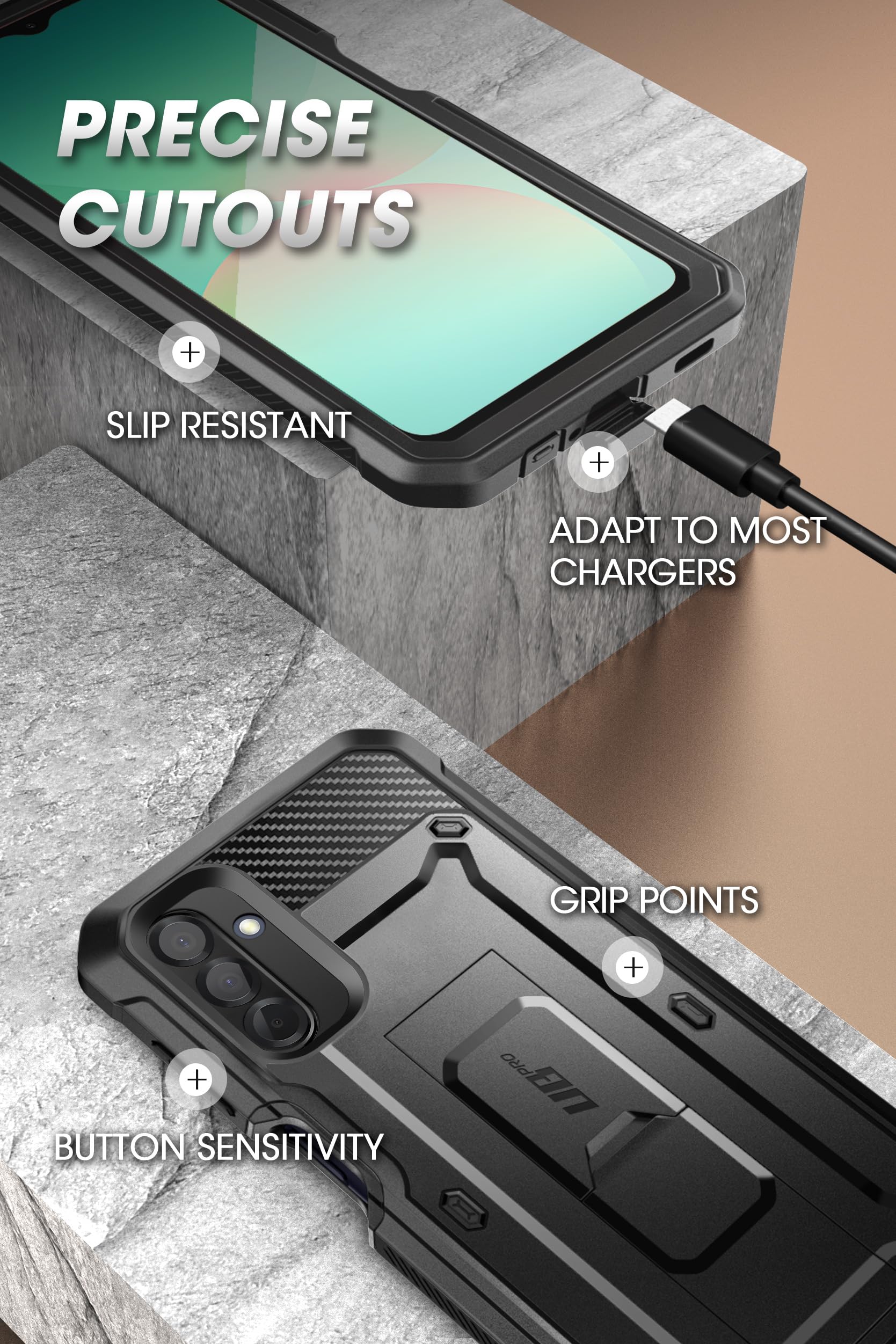 SUPCASE for Samsung Galaxy A26 5G Case with Kickstand (Unicorn Beetle Pro), [Built-in Screen Protector & Belt-Clip] [Military-Grade Drop Protection] Full-Body Rugged Phone Case for Galaxy A26, Black - Image 6