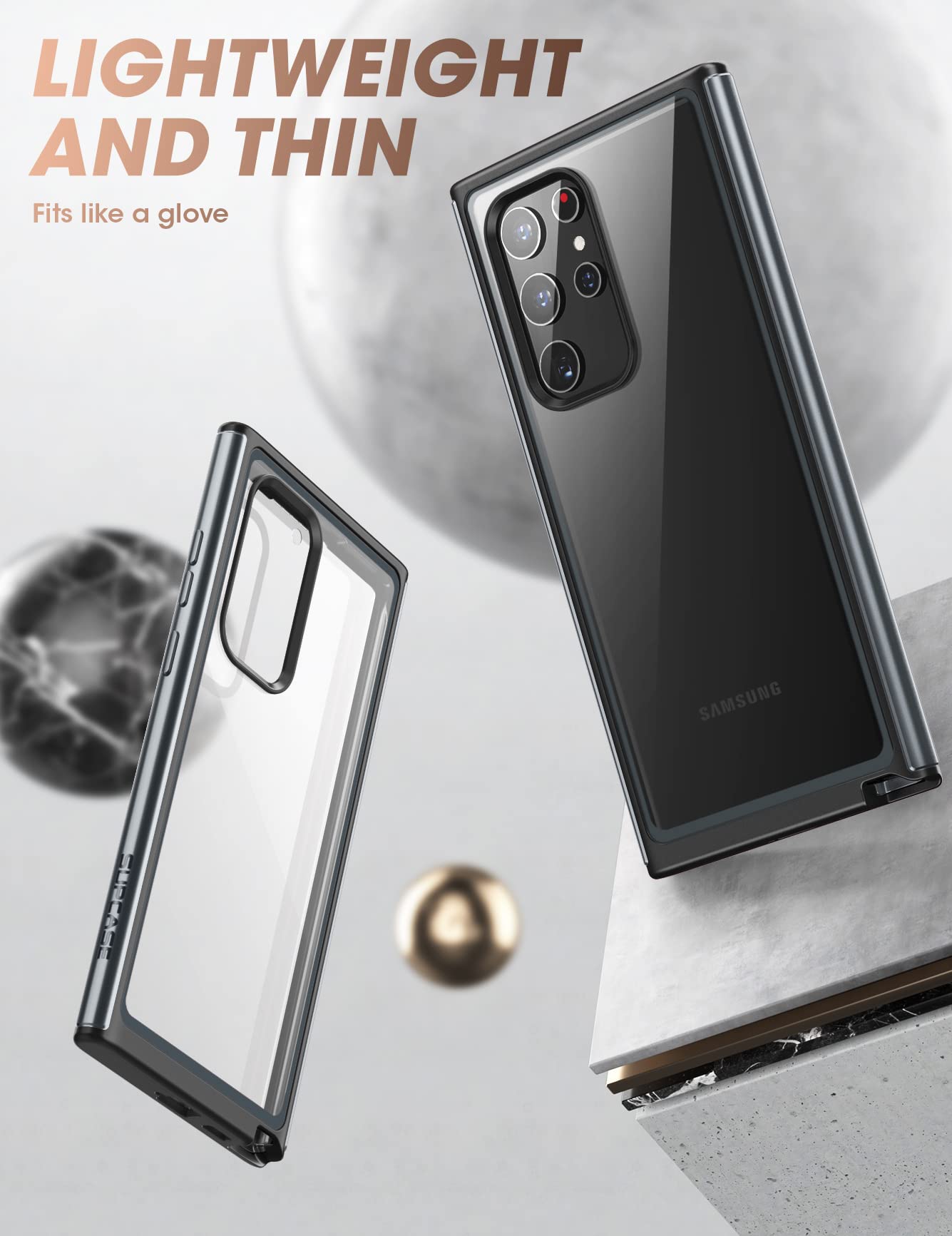 SUPCASE for Samsung Galaxy S22 Ultra Case (Unicorn Beetle Edge Pro), [Built-in Screen Protector] [Military-Grade Protection] Slim Frame Clear Protective Phone Case for S22 Ultra 5G 2022, Black - Image 4