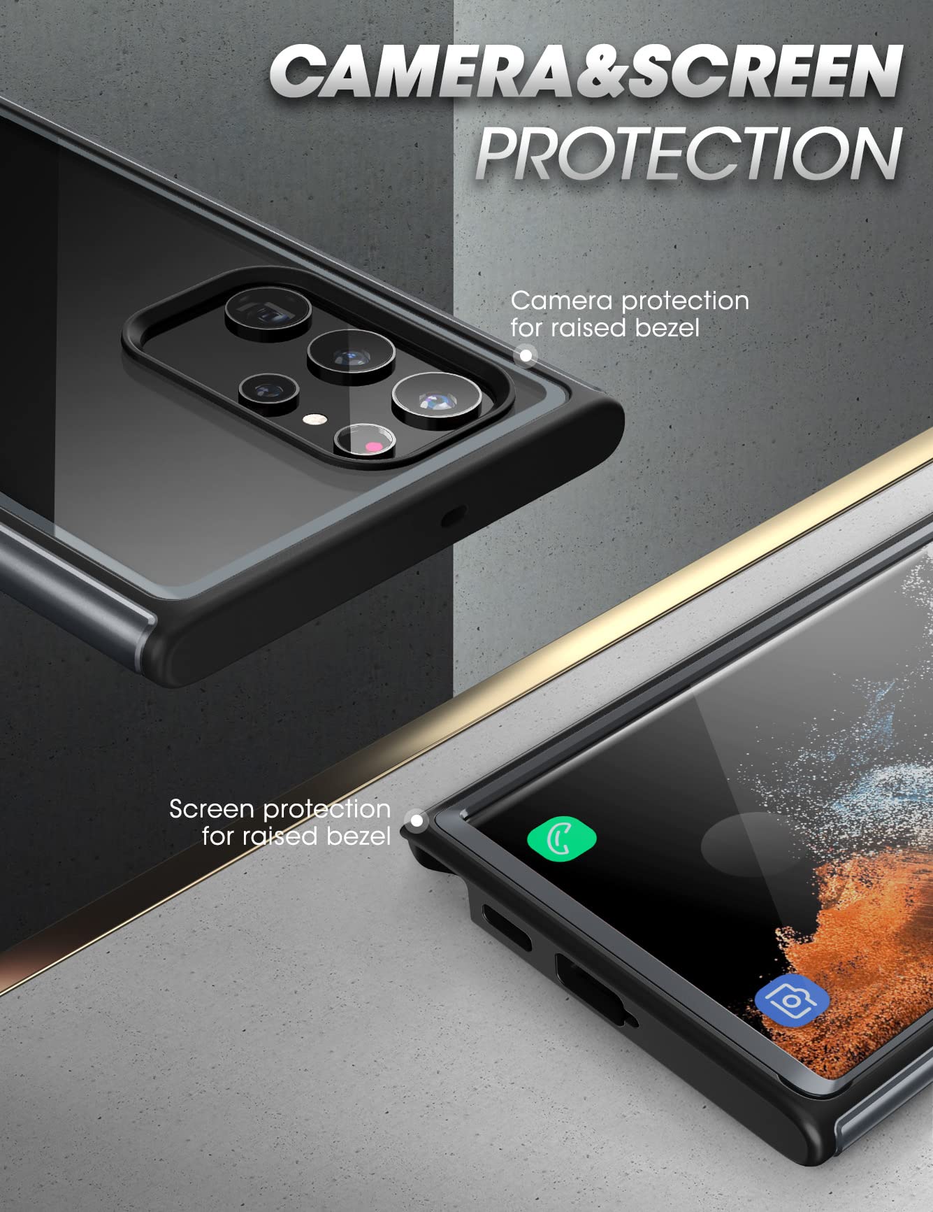 SUPCASE for Samsung Galaxy S22 Ultra Case (Unicorn Beetle Edge Pro), [Built-in Screen Protector] [Military-Grade Protection] Slim Frame Clear Protective Phone Case for S22 Ultra 5G 2022, Black - Image 7