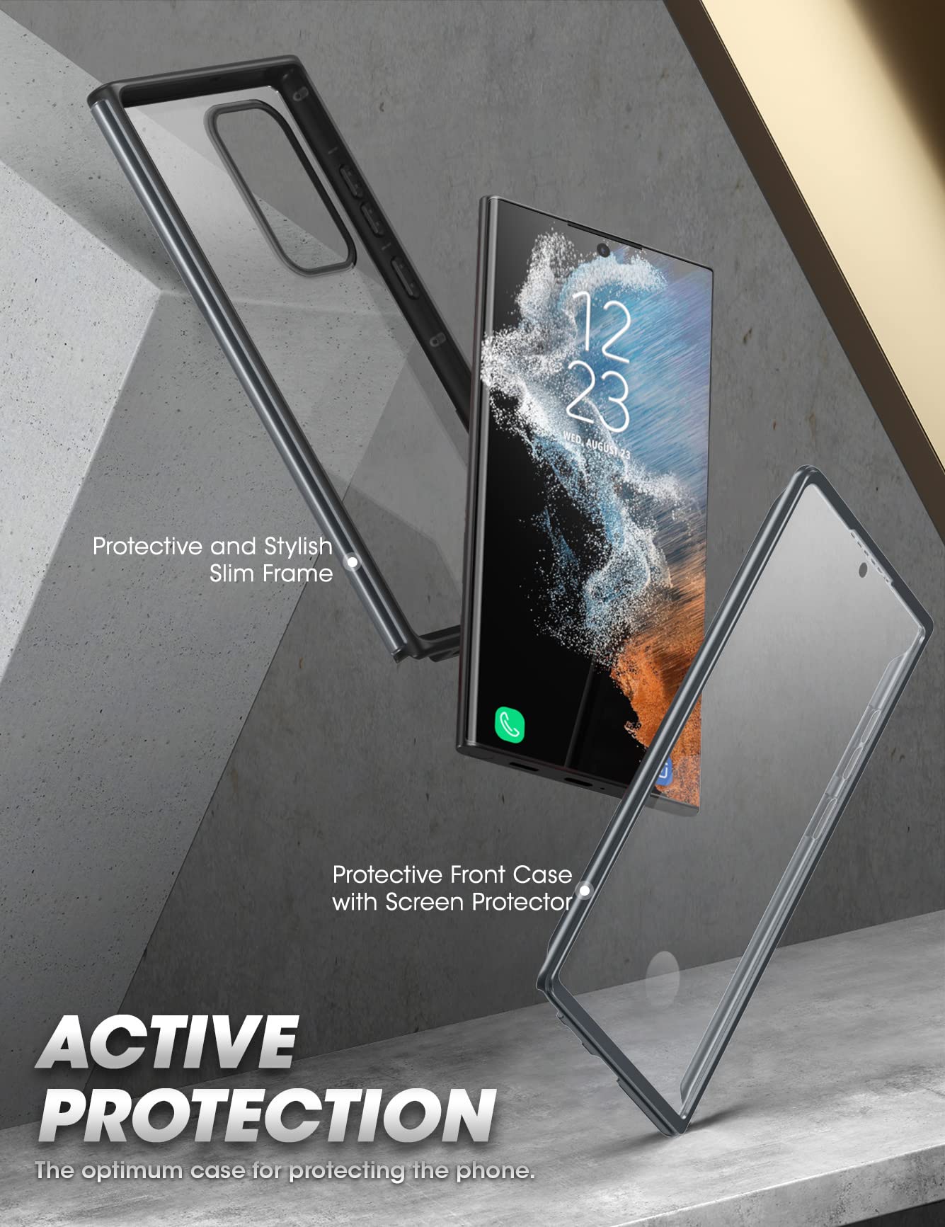 SUPCASE for Samsung Galaxy S22 Ultra Case (Unicorn Beetle Edge Pro), [Built-in Screen Protector] [Military-Grade Protection] Slim Frame Clear Protective Phone Case for S22 Ultra 5G 2022, Black - Image 3