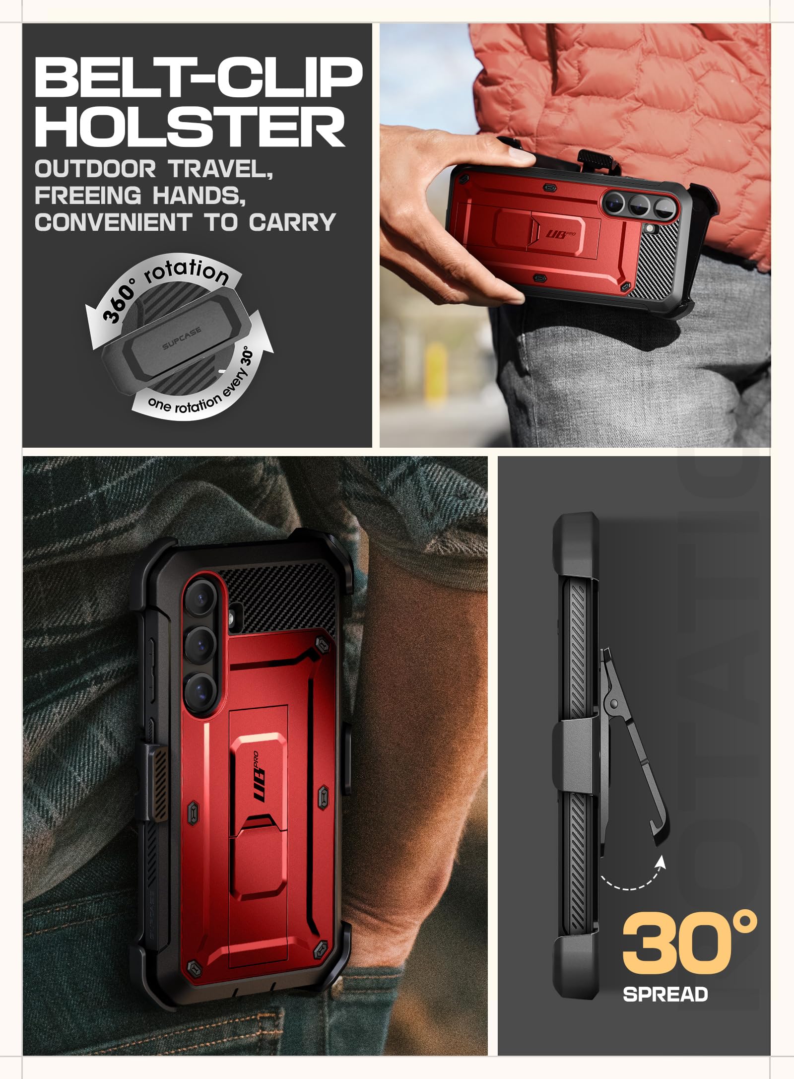 SUPCASE for Samsung Galaxy S25 Plus Case with Stand (Unicorn Beetle Pro), [2 Front Frames] [Built-in Screen Protector & Belt-Clip] Military-Grade Protection Phone Case for Galaxy S25 Plus 6.7", Ruddy - Image 6