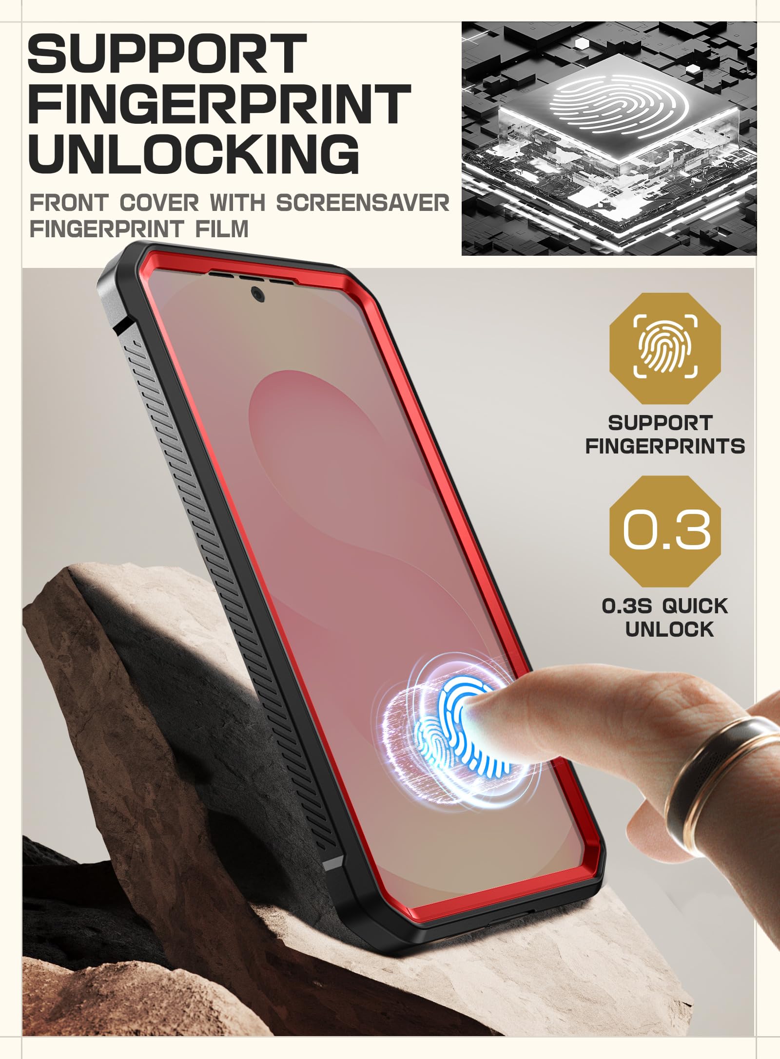 SUPCASE for Samsung Galaxy S25 Plus Case with Stand (Unicorn Beetle Pro), [2 Front Frames] [Built-in Screen Protector & Belt-Clip] Military-Grade Protection Phone Case for Galaxy S25 Plus 6.7", Ruddy - Image 7