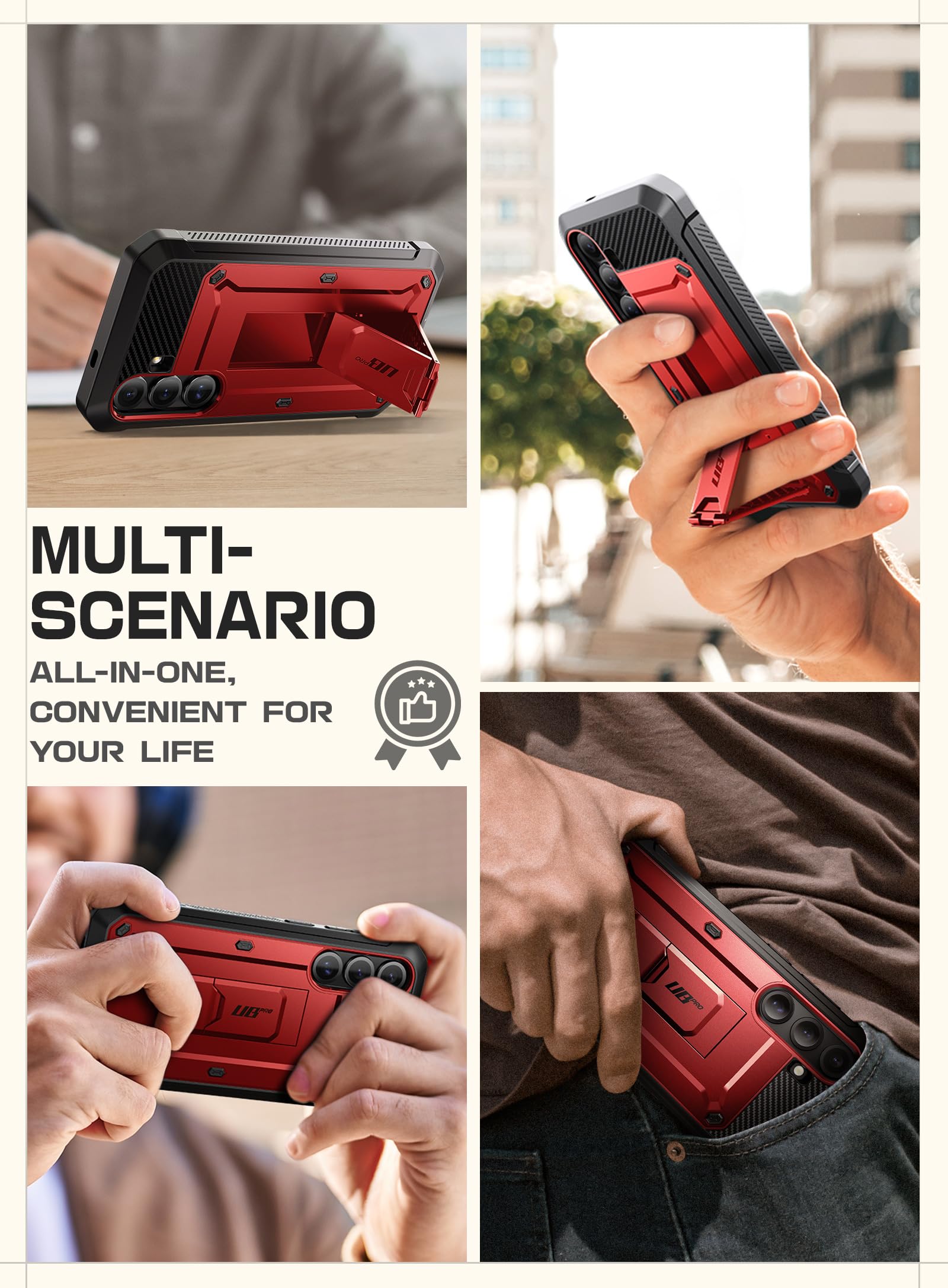 SUPCASE for Samsung Galaxy S25 Plus Case with Stand (Unicorn Beetle Pro), [2 Front Frames] [Built-in Screen Protector & Belt-Clip] Military-Grade Protection Phone Case for Galaxy S25 Plus 6.7", Ruddy - Image 9