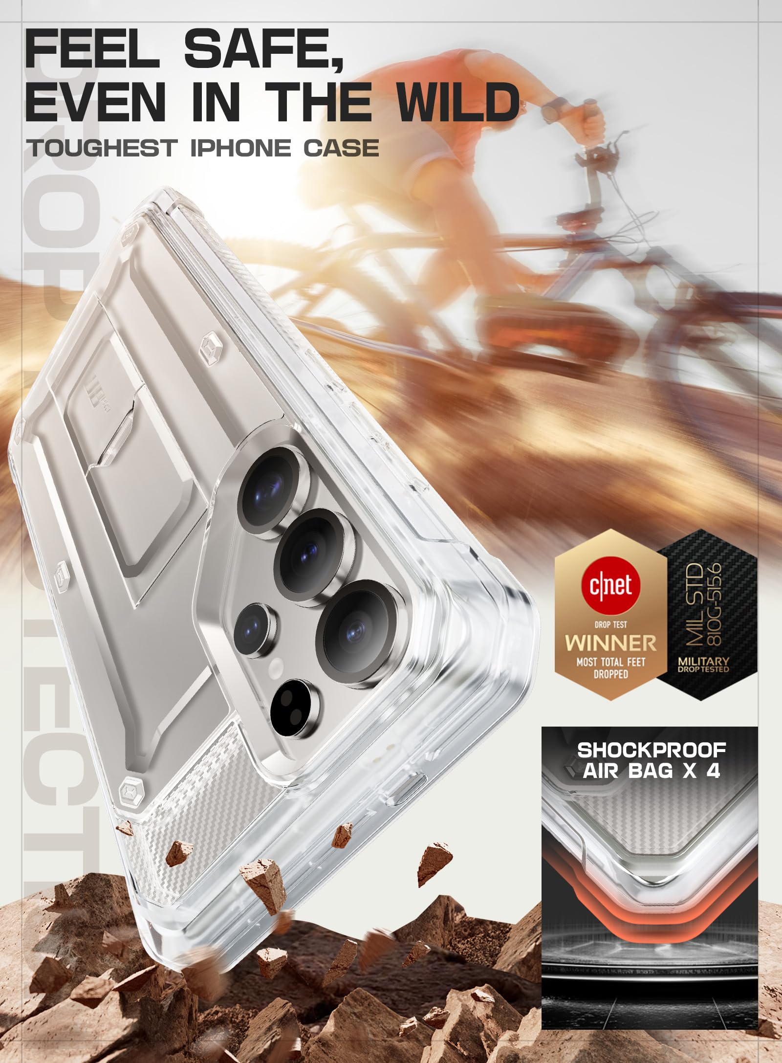 SUPCASE for Samsung Galaxy S25 Ultra Case with Stand (Unicorn Beetle Pro), [2 Front Frames] [Built-in Screen Protector & Belt-Clip] Military-Grade Protection Phone Case for S25 Ultra 6.9 Inch, Clear - Image 3