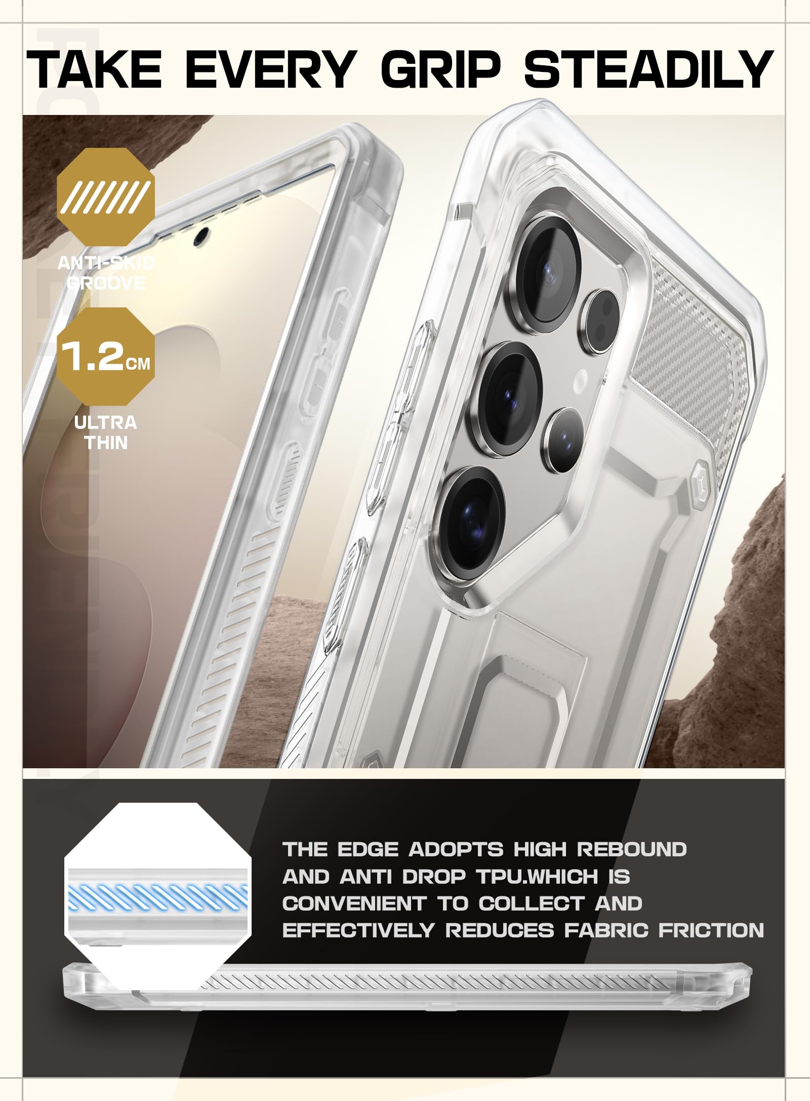 SUPCASE for Samsung Galaxy S25 Ultra Case with Stand (Unicorn Beetle Pro), [2 Front Frames] [Built-in Screen Protector & Belt-Clip] Military-Grade Protection Phone Case for S25 Ultra 6.9 Inch, Clear - Image 8