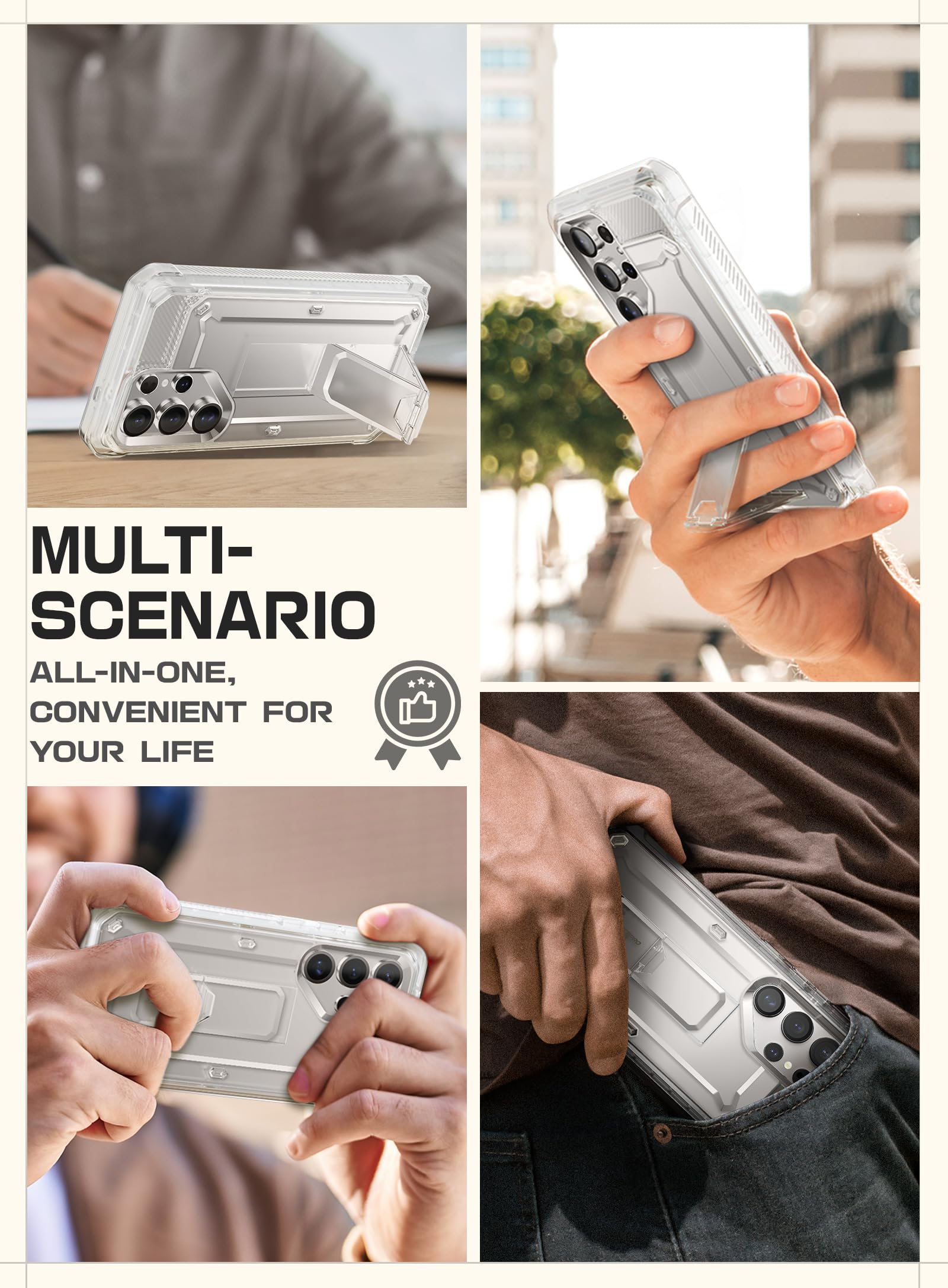 SUPCASE for Samsung Galaxy S25 Ultra Case with Stand (Unicorn Beetle Pro), [2 Front Frames] [Built-in Screen Protector & Belt-Clip] Military-Grade Protection Phone Case for S25 Ultra 6.9 Inch, Clear - Image 9