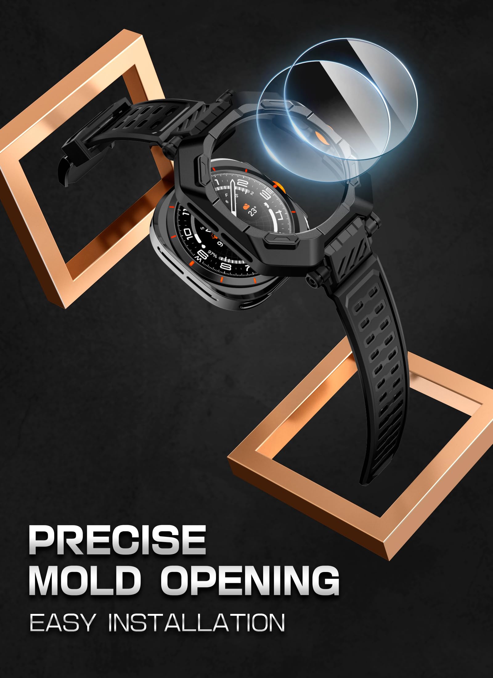 SUPCASE for Samsung Galaxy Watch Ultra 47mm Case with Band (Unicorn Beetle Pro), [2 Pack Screen Protector] Rugged Protective Cover with Adjustable Strap Band for Galaxy Watch Ultra, Black - Image 4