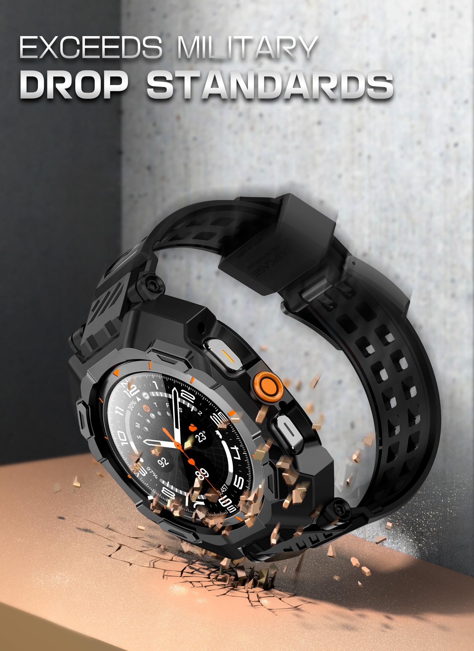 SUPCASE for Samsung Galaxy Watch Ultra 47mm Case with Band (Unicorn Beetle Pro), [2 Pack Screen Protector] Rugged Protective Cover with Adjustable Strap Band for Galaxy Watch Ultra, Black - Image 5