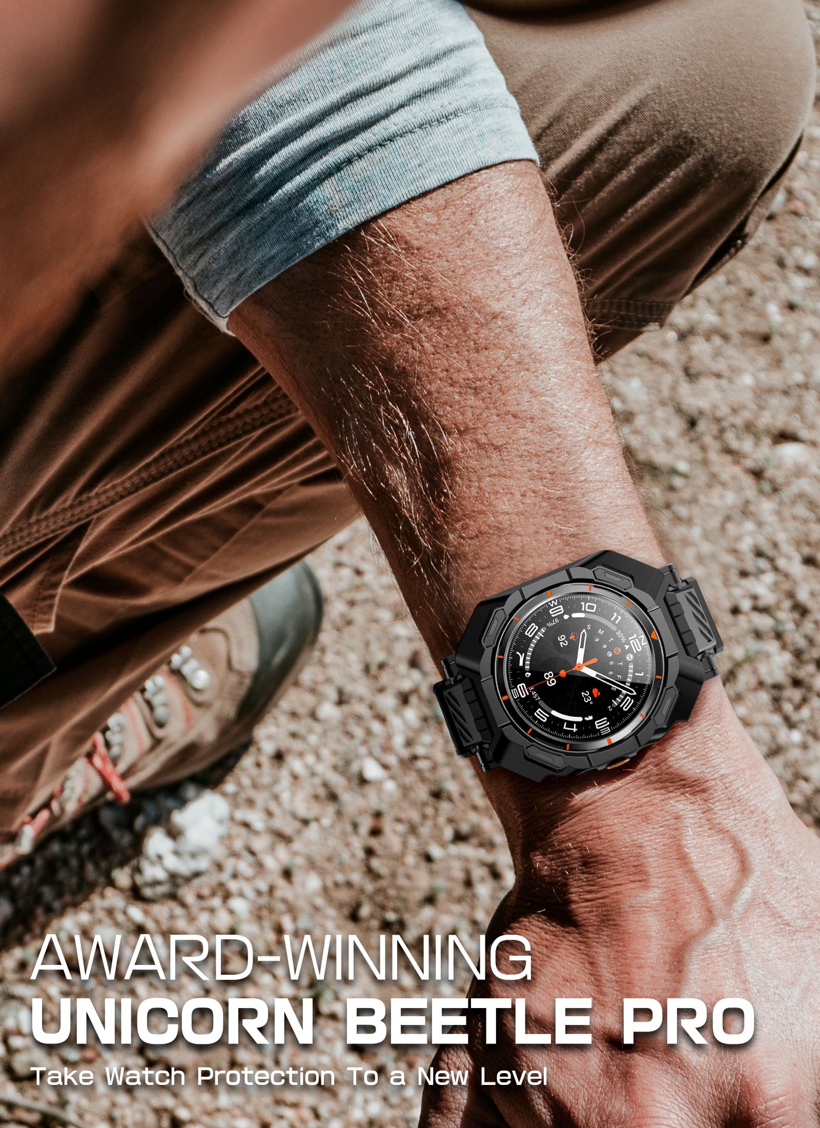 SUPCASE for Samsung Galaxy Watch Ultra 47mm Case with Band (Unicorn Beetle Pro), [2 Pack Screen Protector] Rugged Protective Cover with Adjustable Strap Band for Galaxy Watch Ultra, Black - Image 6