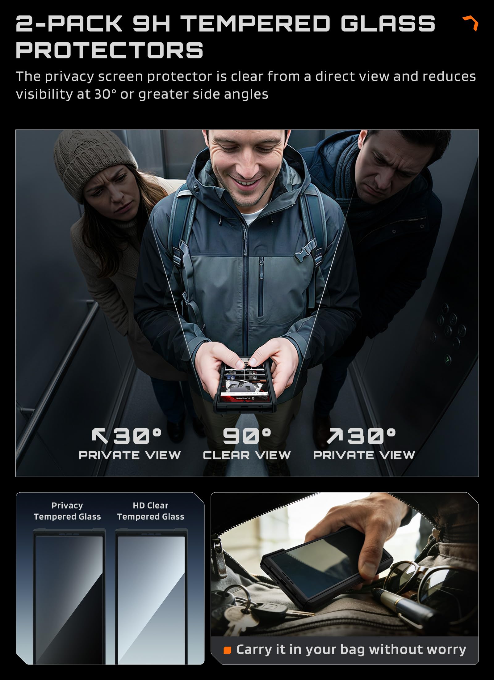 SUPCASE for Samsung Galaxy Z TriFold Case with 2 Tempered Glass Screen Protectors (UB Grip), [Compatible with MagSafe] [Built-in Kickstand] [Hinge Coverage] Military-Grade Protection Phone Case, Black - Image 4