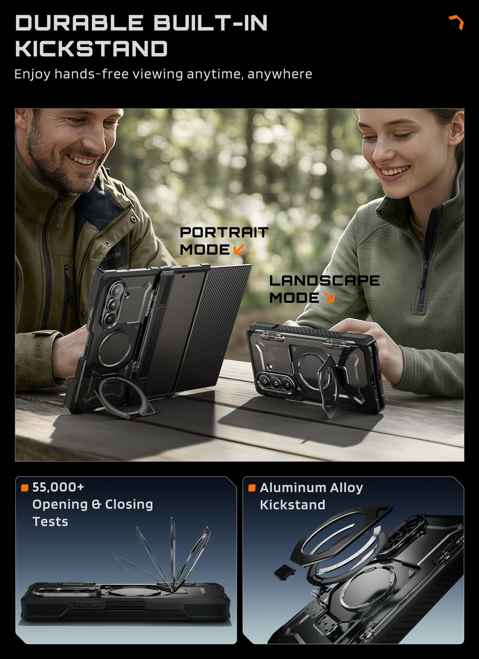 SUPCASE for Samsung Galaxy Z TriFold Case with 2 Tempered Glass Screen Protectors (UB Grip), [Compatible with MagSafe] [Built-in Kickstand] [Hinge Coverage] Military-Grade Protection Phone Case, Black - Image 5