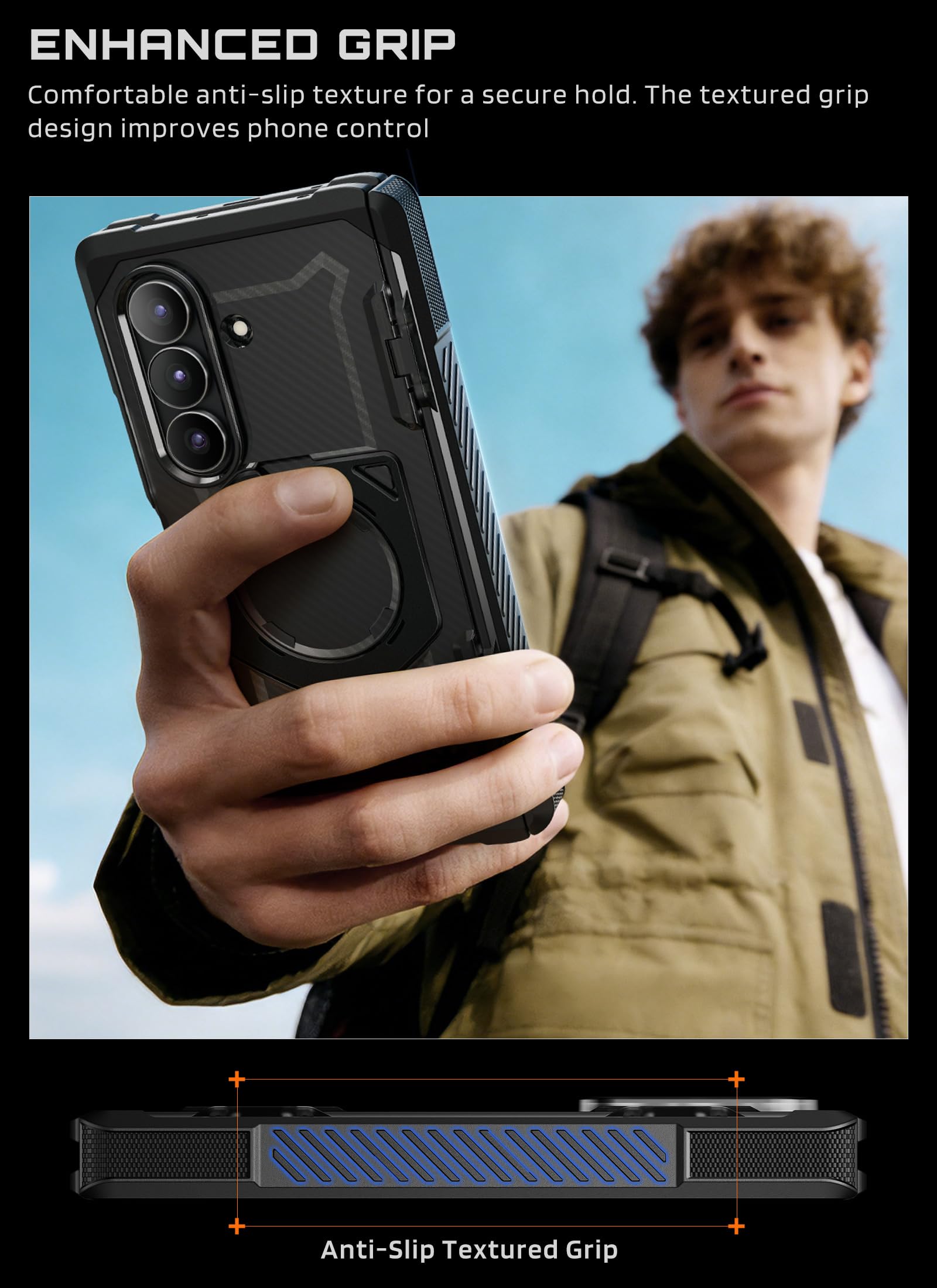 SUPCASE for Samsung Galaxy Z TriFold Case with 2 Tempered Glass Screen Protectors (UB Grip), [Compatible with MagSafe] [Built-in Kickstand] [Hinge Coverage] Military-Grade Protection Phone Case, Black - Image 7