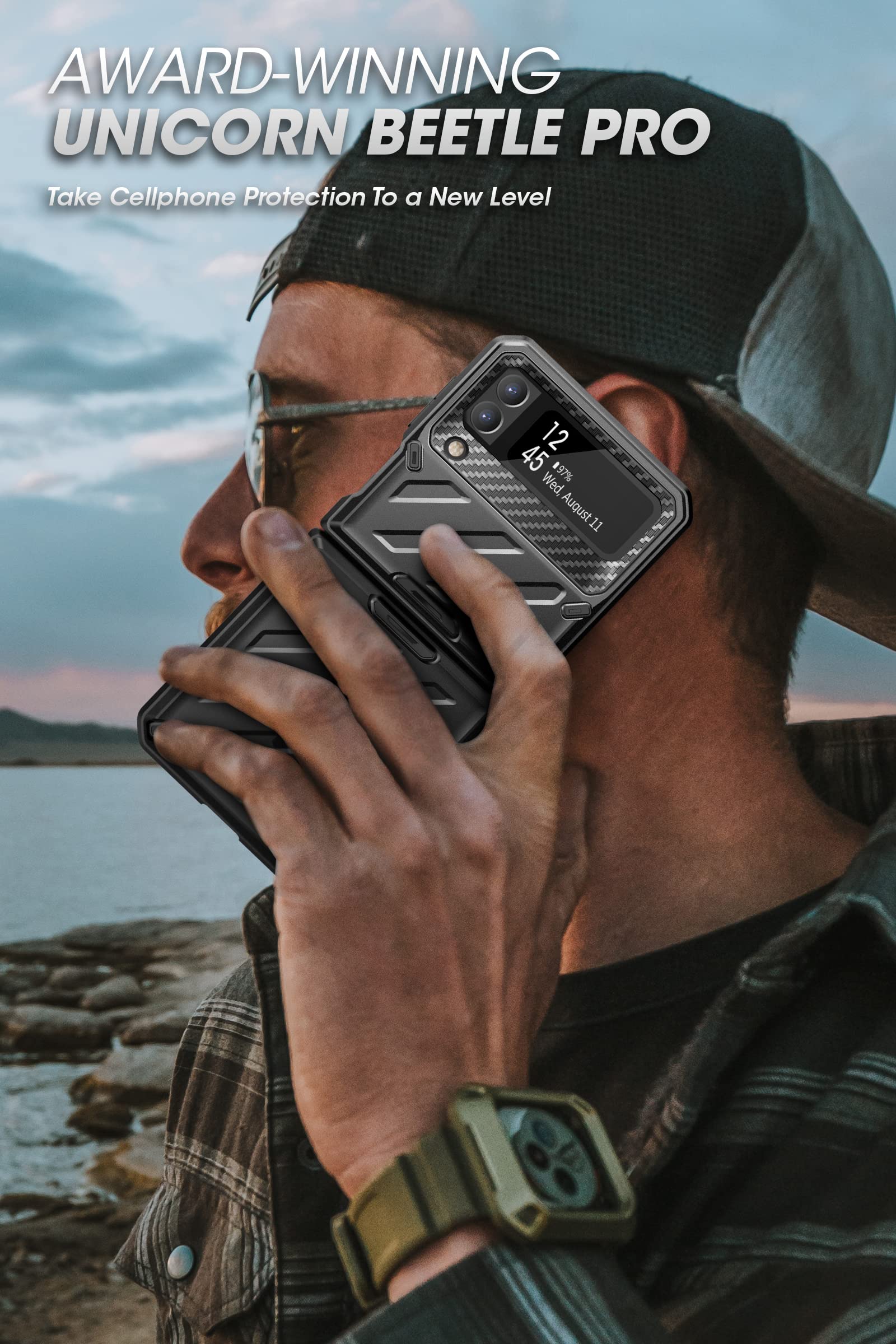 SUPCASE for Samsung Samsung Galaxy Z Flip 4 Case with Belt-Clip (Unicorn Beetle Pro), [Anti-Scratch] [Military-Grade Protection] Full-Body Dual Layer Rugged Phone Case for Galaxy Z Flip 4, Black - Image 8