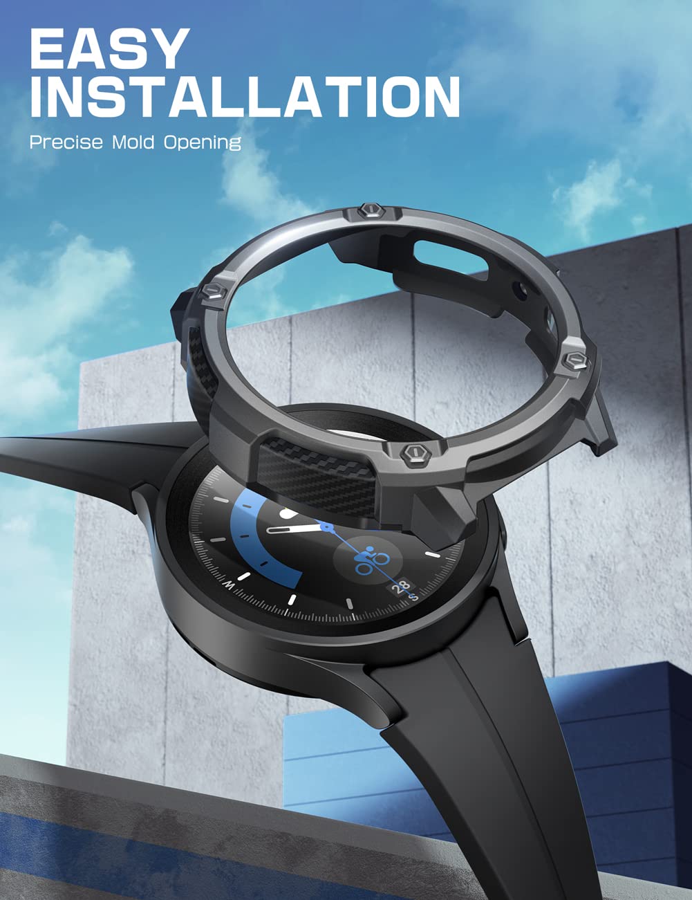 SUPCASE Unicorn Beetle Case Designed for Galaxy Watch 5 Pro 45mm (2022), Rugged Protective Case with 2 Pack Screen Protector (Black) - Image 5