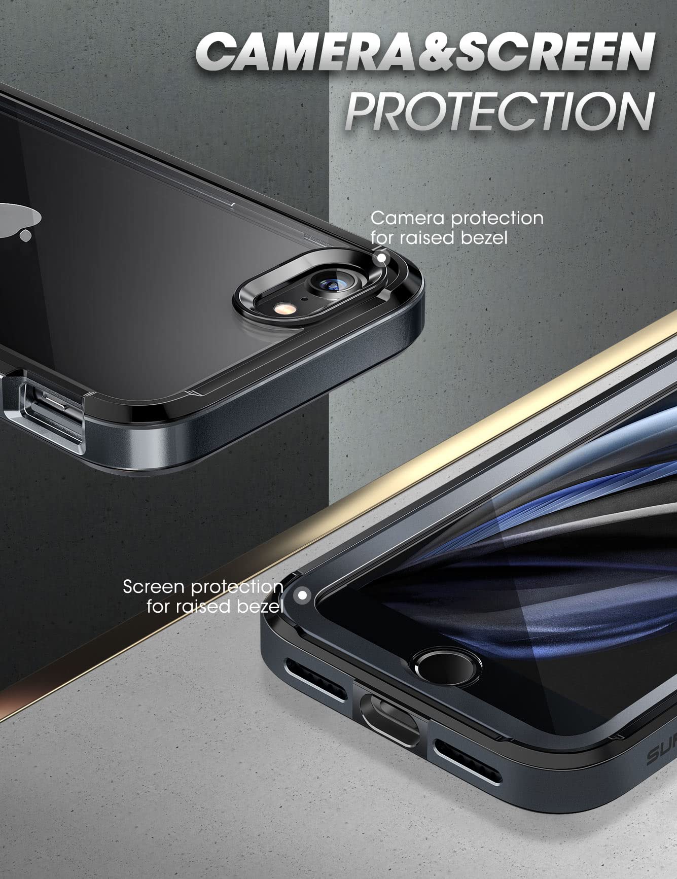 SUPCASE Unicorn Beetle Edge XT Series Case for iPhone SE (2020/2022) /iPhone 7 /iPhone 8, Slim Frame Clear Protective Case with Built-in Screen Protector (Black) - Image 6